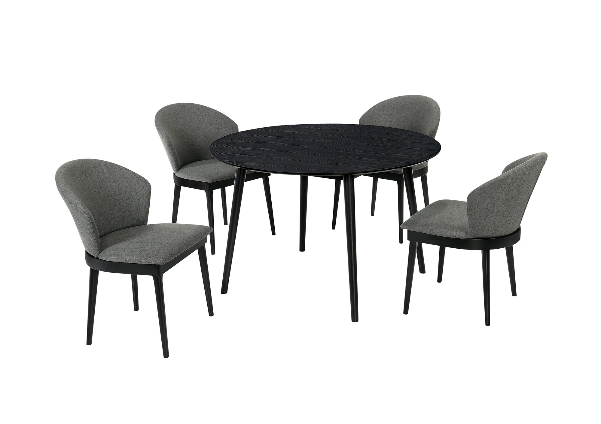 Luxur Living Amba Charcoal Black 48 Inch Round 5pc Dining Set