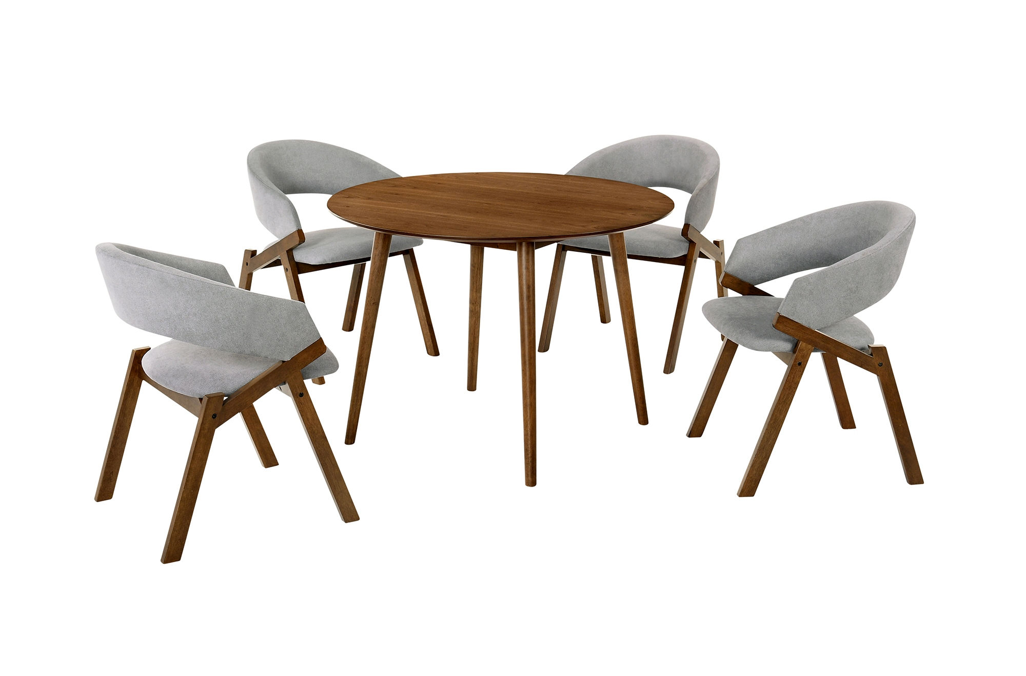 Luxur Living Amba Grey Walnut 42 Inch Round 5pc Dining Set