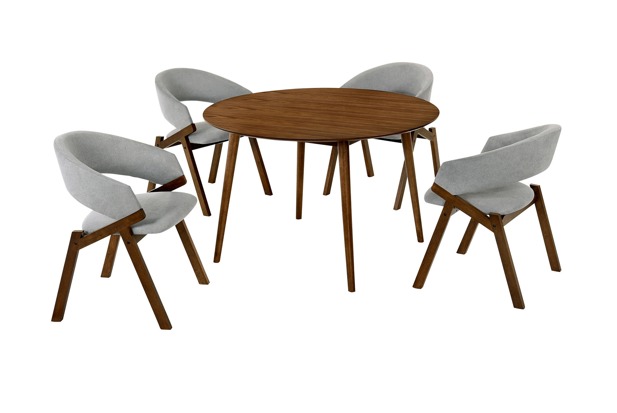 Luxur Living Amba Grey Walnut 48 Inch Round 5pc Dining Set