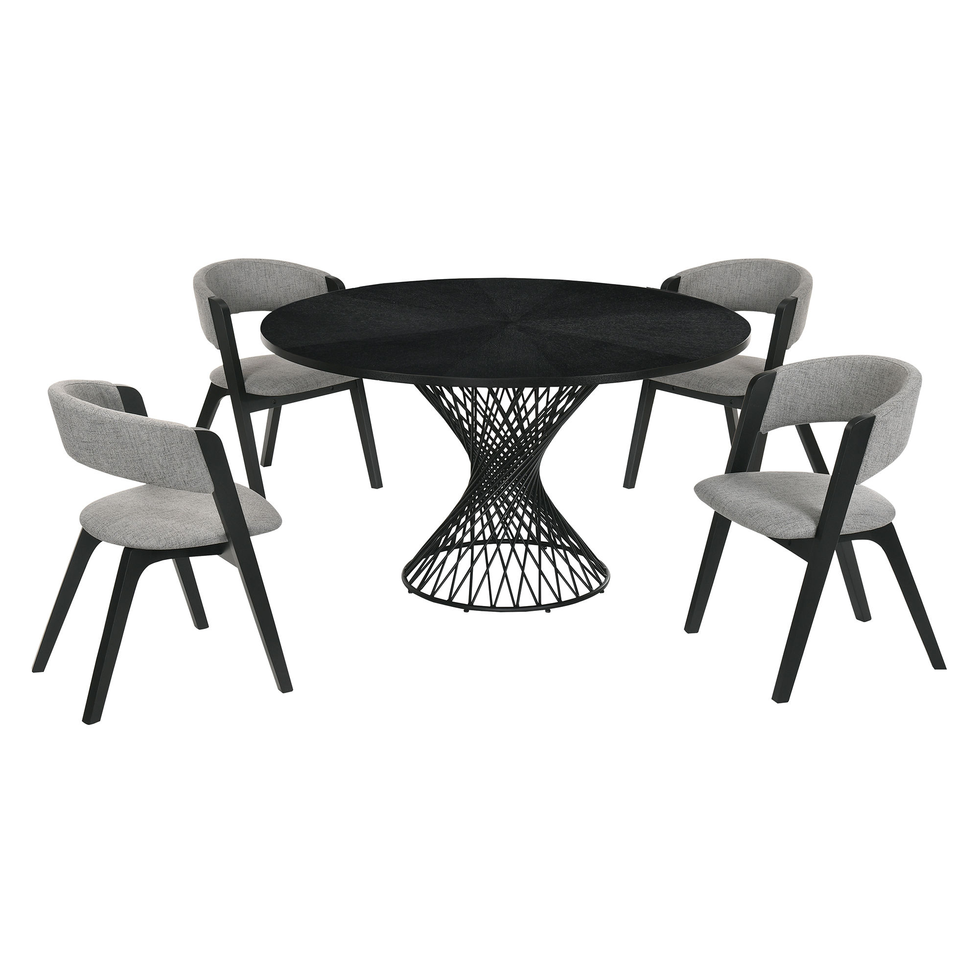 Luxur Living Bhatori Rowan Gray Black 5pc Round Dining Set