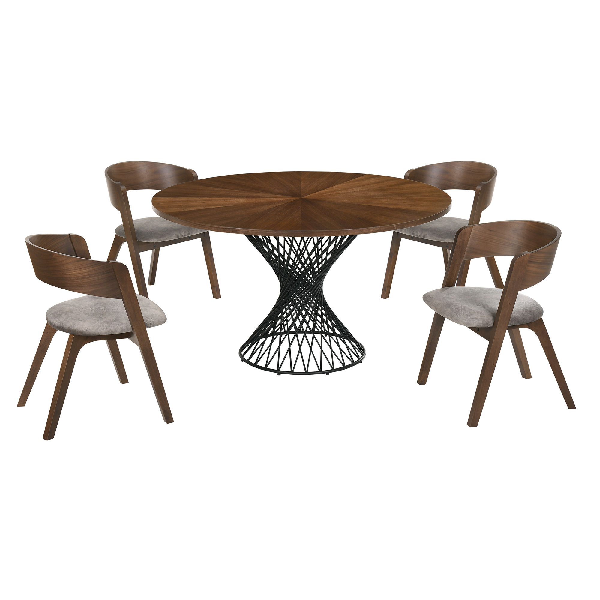 Luxur Living Bhatori Jackie Brown Walnut 5pc Round Dining Set