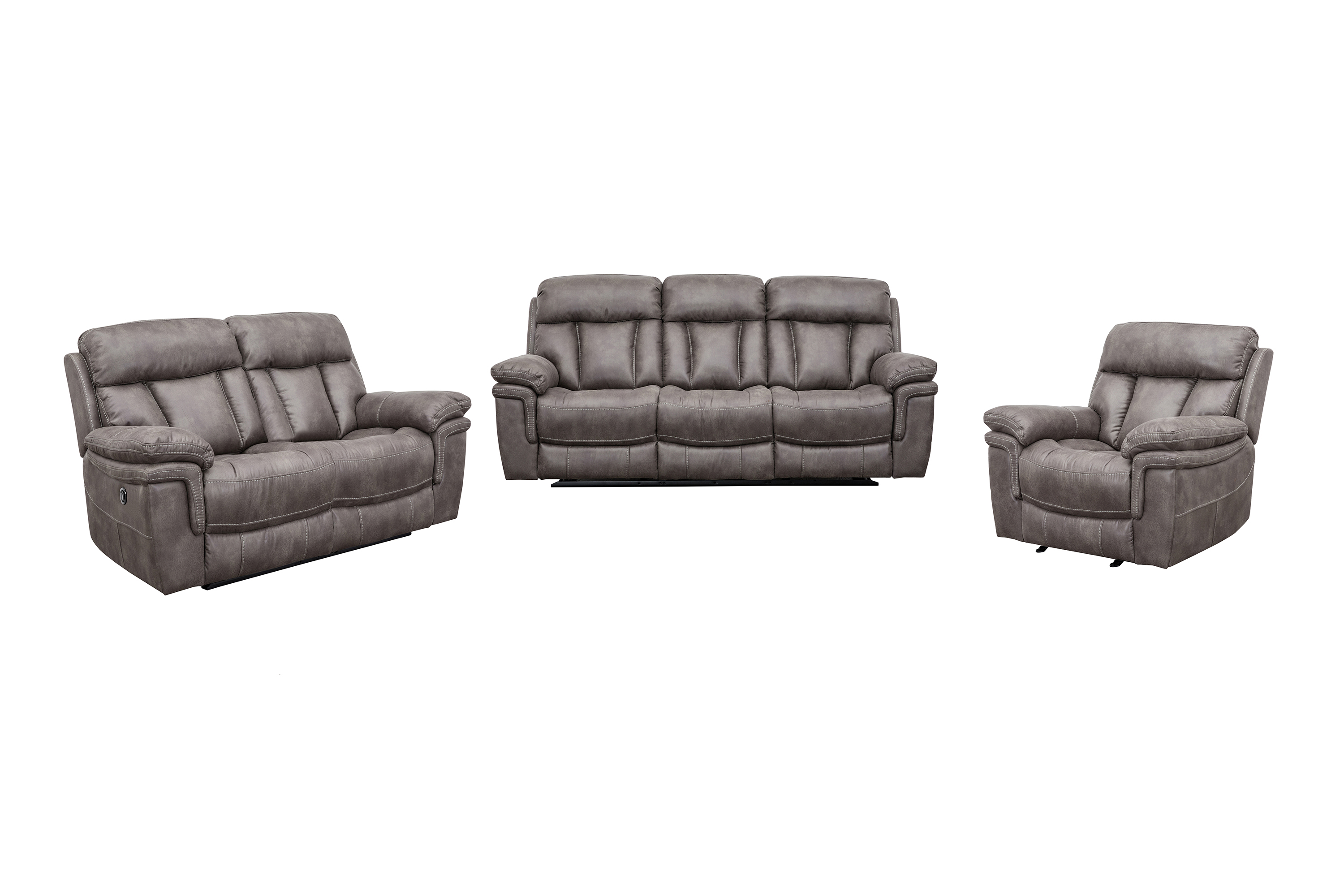 Luxur Living Chapaner Gunmetal Power Reclining 3pc Living Room Set