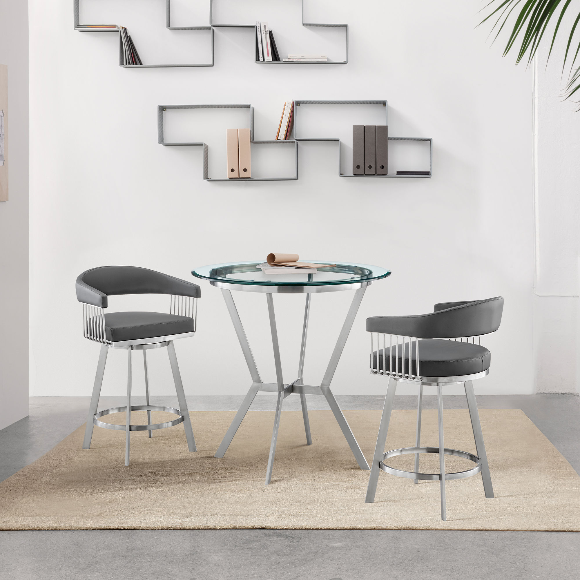Luxur Living Gongla Gray Contemporary 3pc Counter Height Dining Set