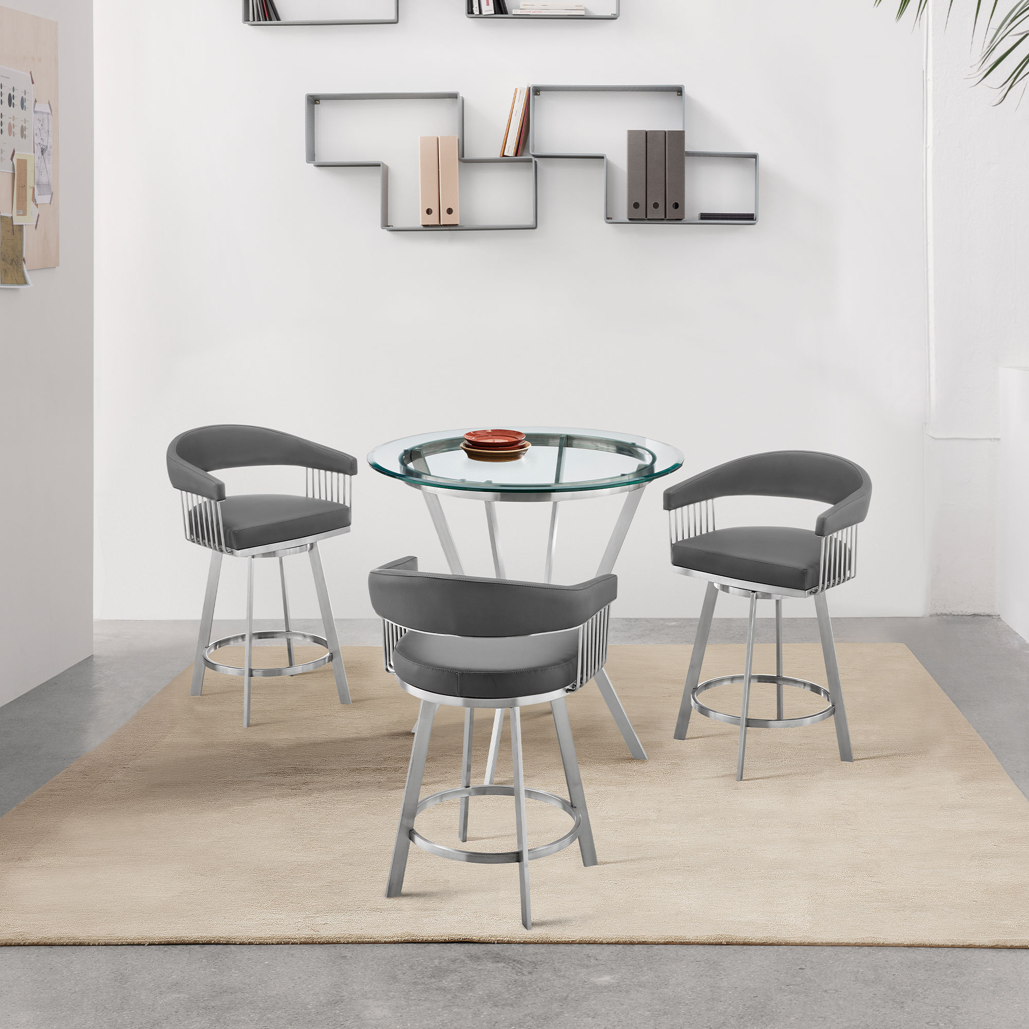 Luxur Living Gongla Gray Contemporary 4pc Counter Height Dining Set
