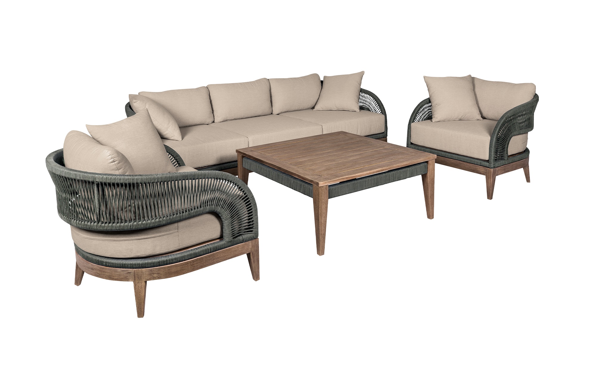 Luxur Living Hayatpur Taupe Brown Outdoor Patio 4pc Conversation Set