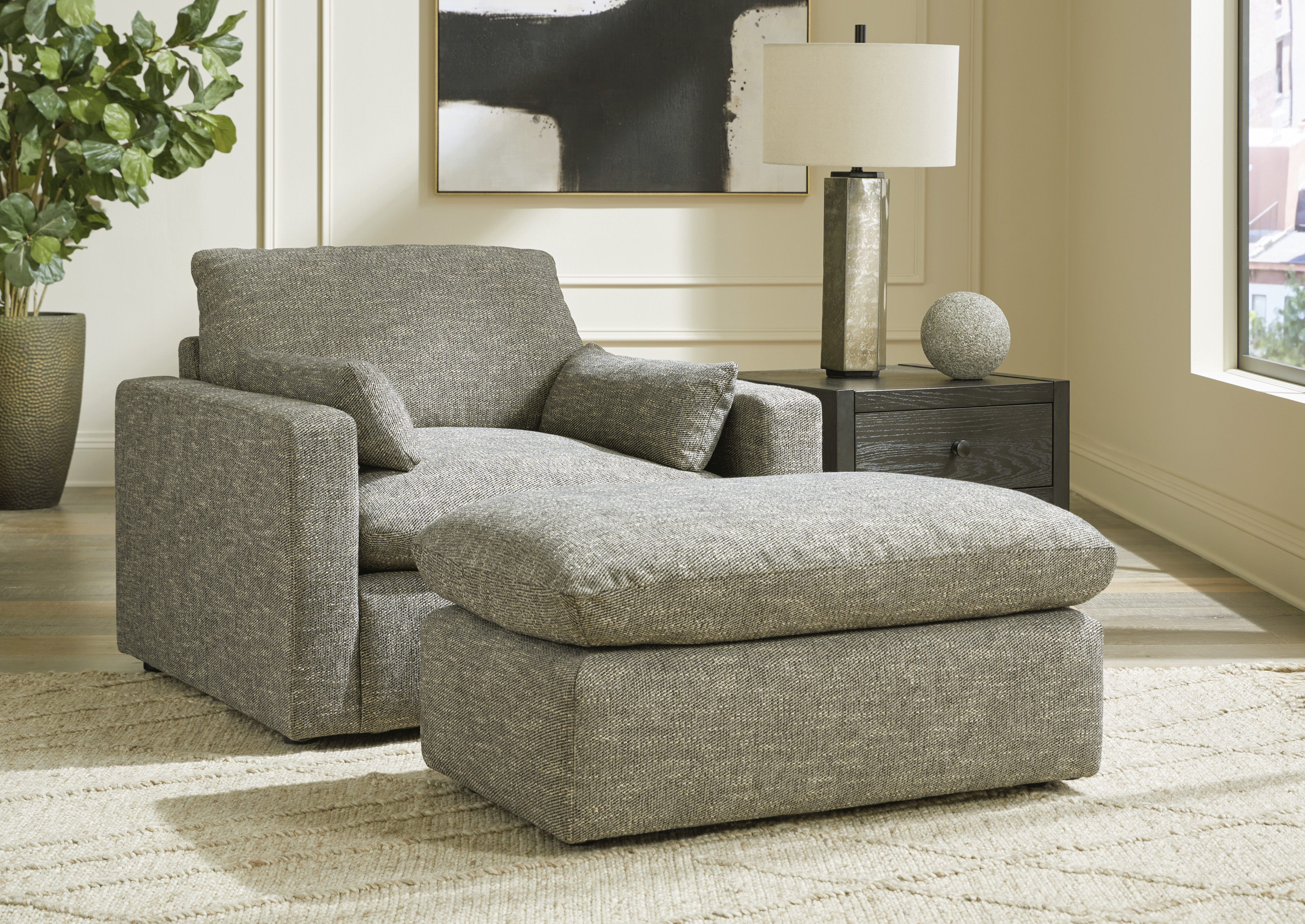 Ashley Furniture Dramatic Granite Chair And Ottoman Set