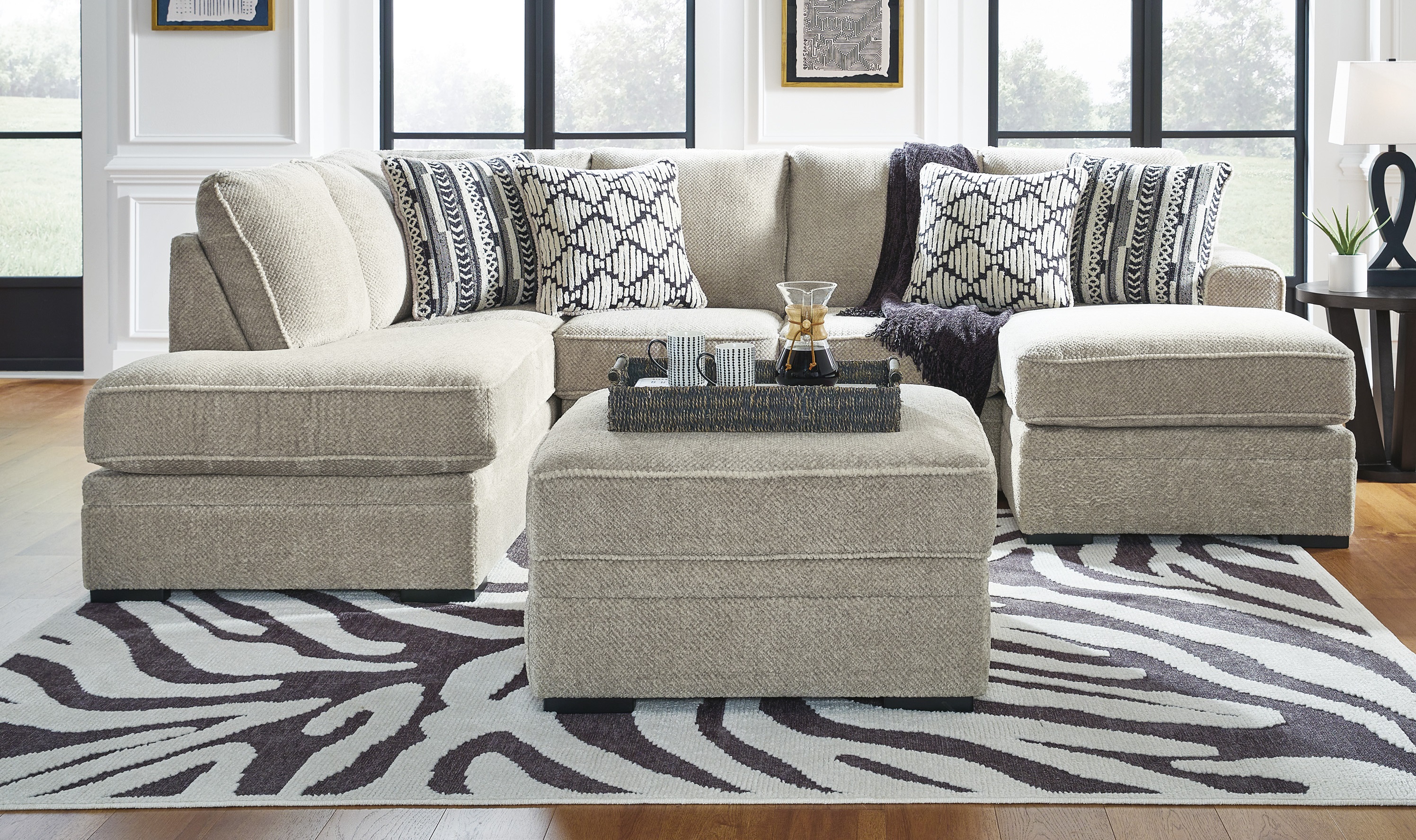 Ashley Furniture Calnita Sisal 2pc LAF Sectional With Ottoman