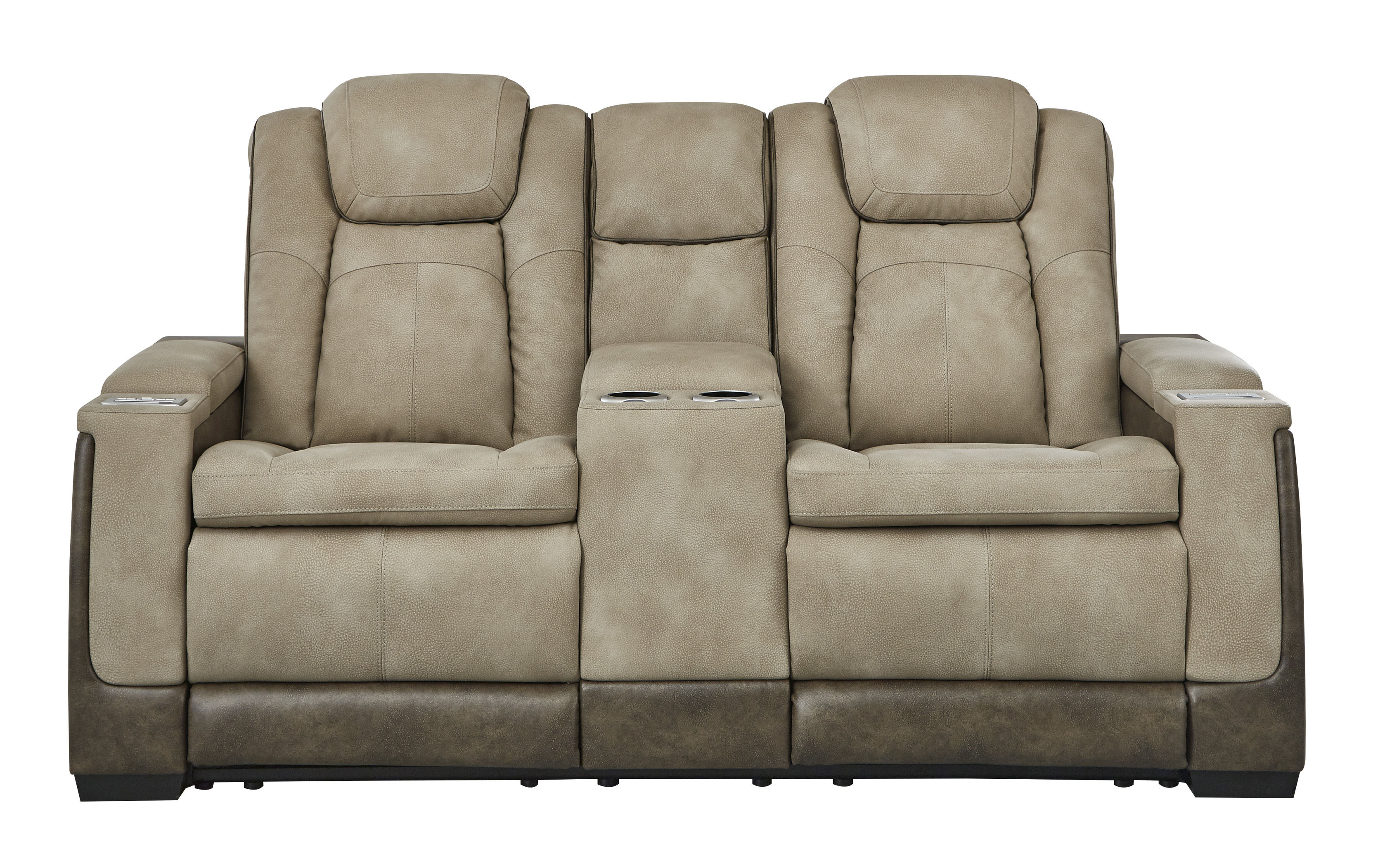 Ashley Furniture Next Gen DuraPella Sand Power Reclining Console Loveseat W...