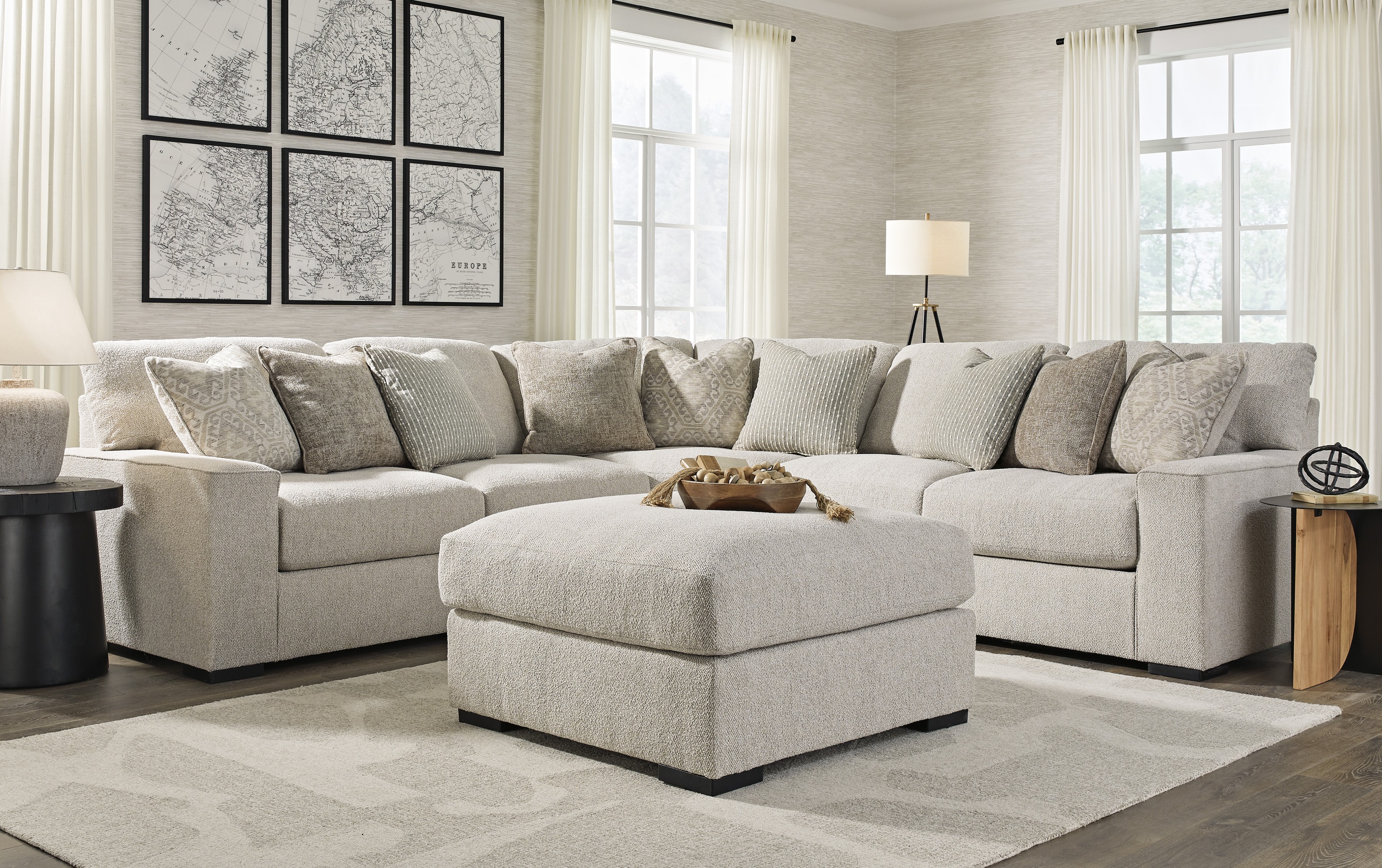 Ashley Furniture Ballyton Sand 3pc Sectional With Ottoman