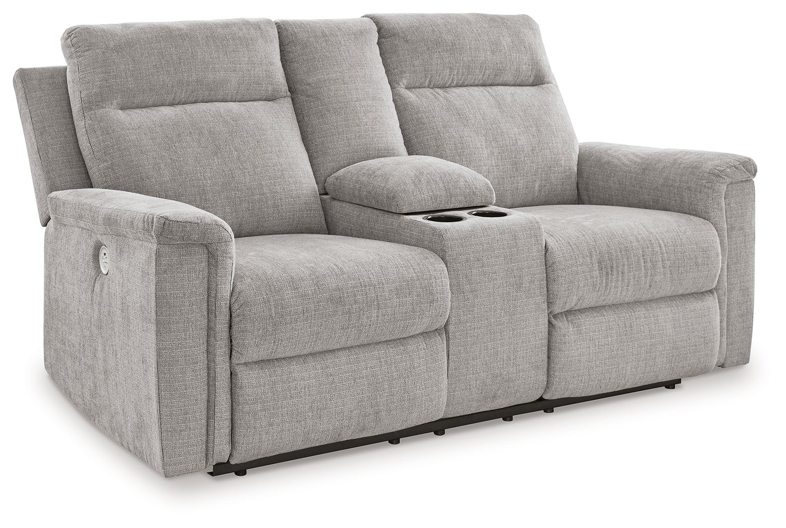 Ashley Furniture Barnsana Ash Double Reclining Power Loveseat With Console