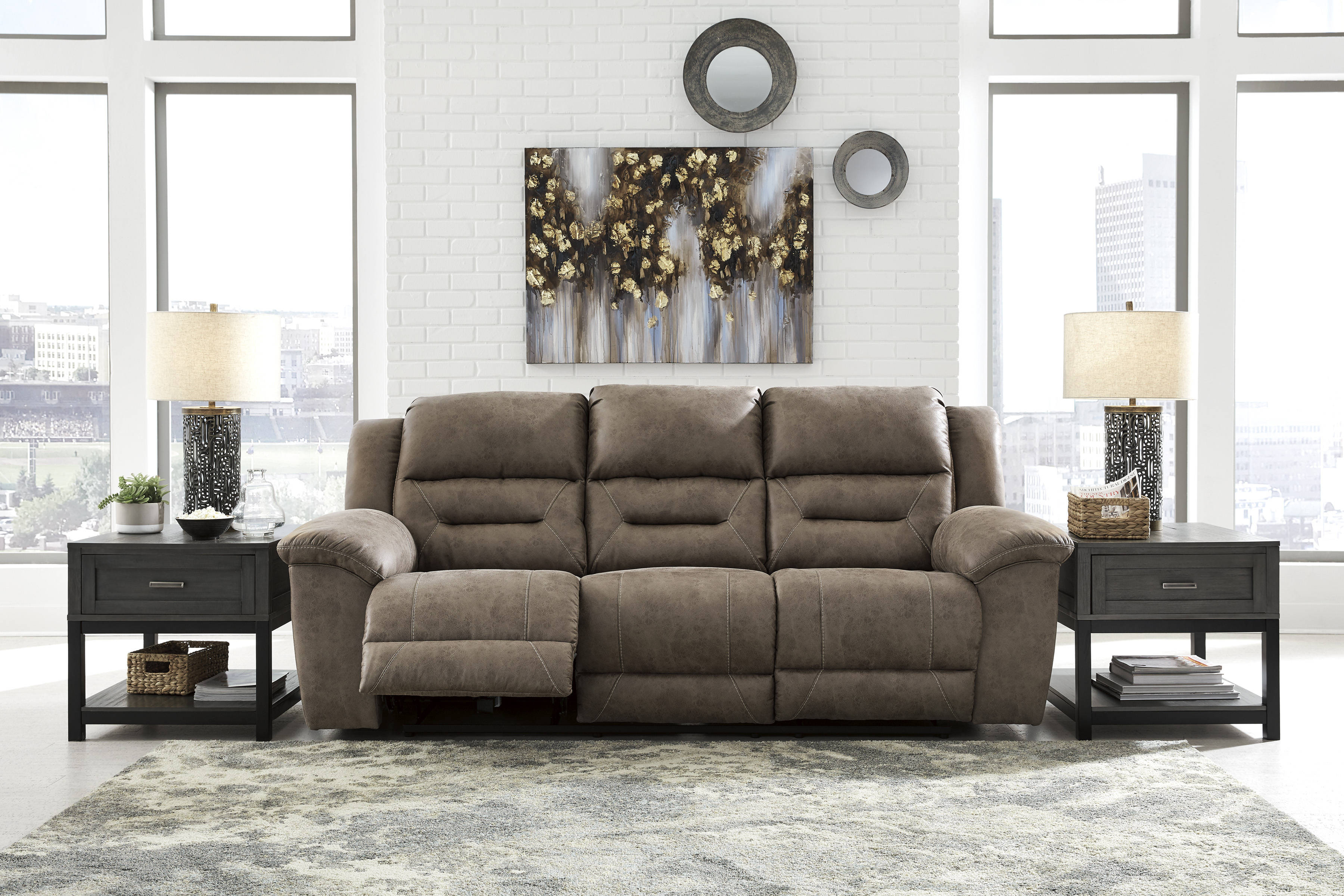 Ashley Furniture Stoneland Fossil Reclining Sofa