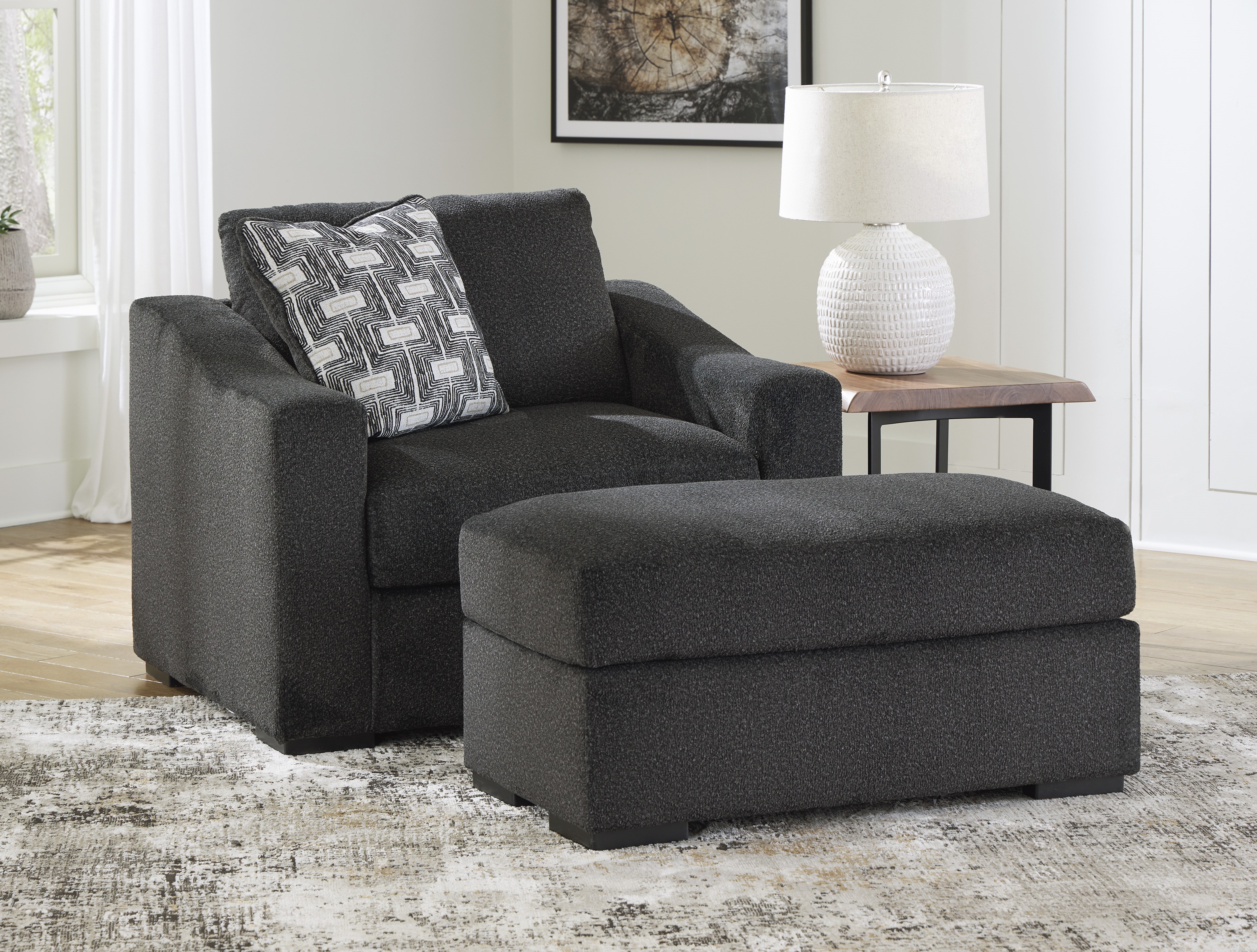 Ashley Furniture Wryenlynn Onyx Chair And Ottoman Set