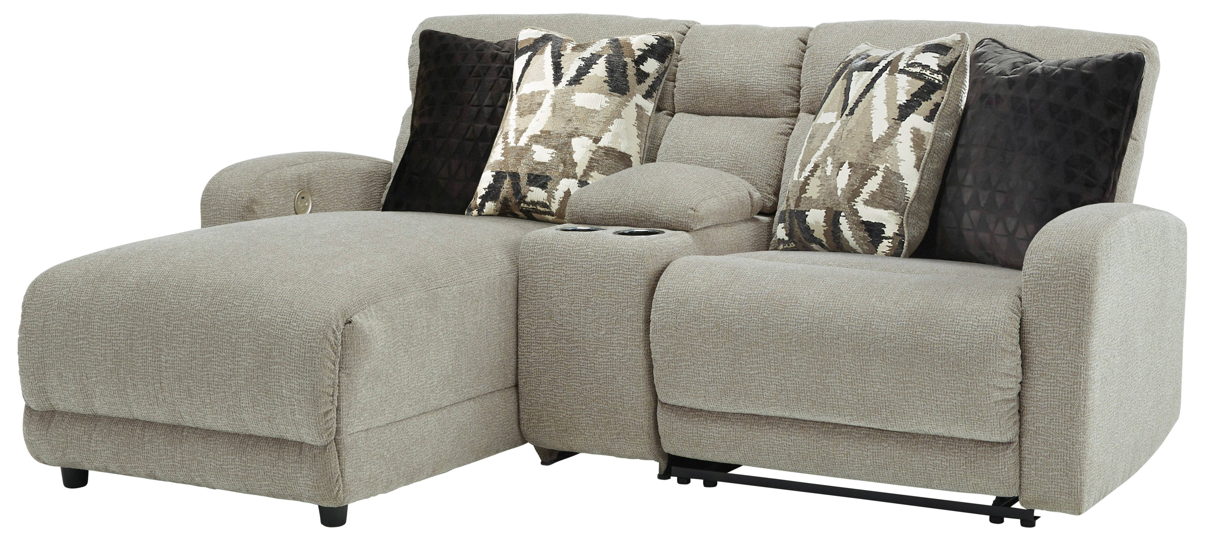 Ashley Furniture Colleyville Stone Sectional With LAF Power Chaise And Cons...