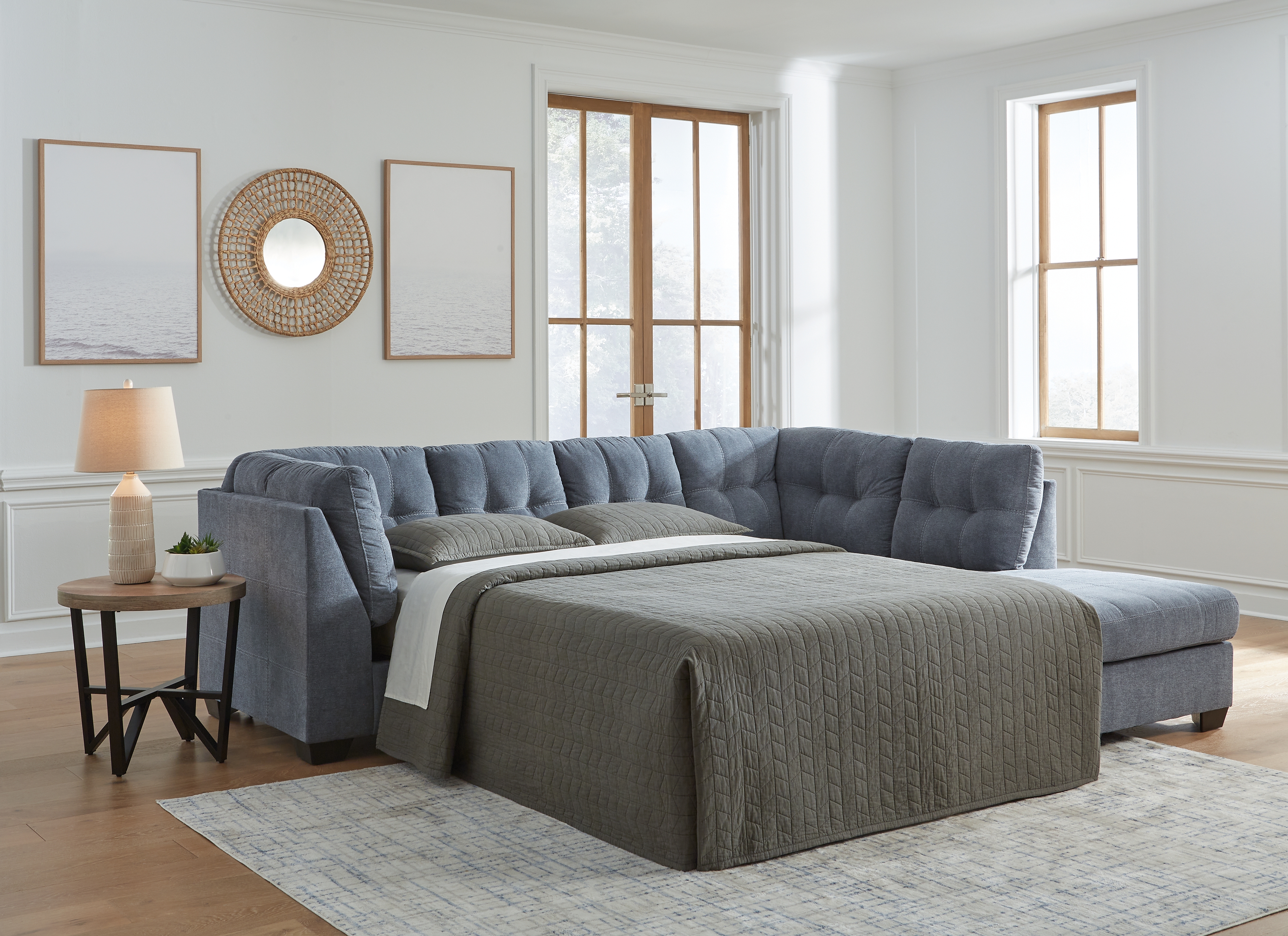 Ashley Furniture Marleton Denim 2pc Sleeper Sectional With RAF Chaise