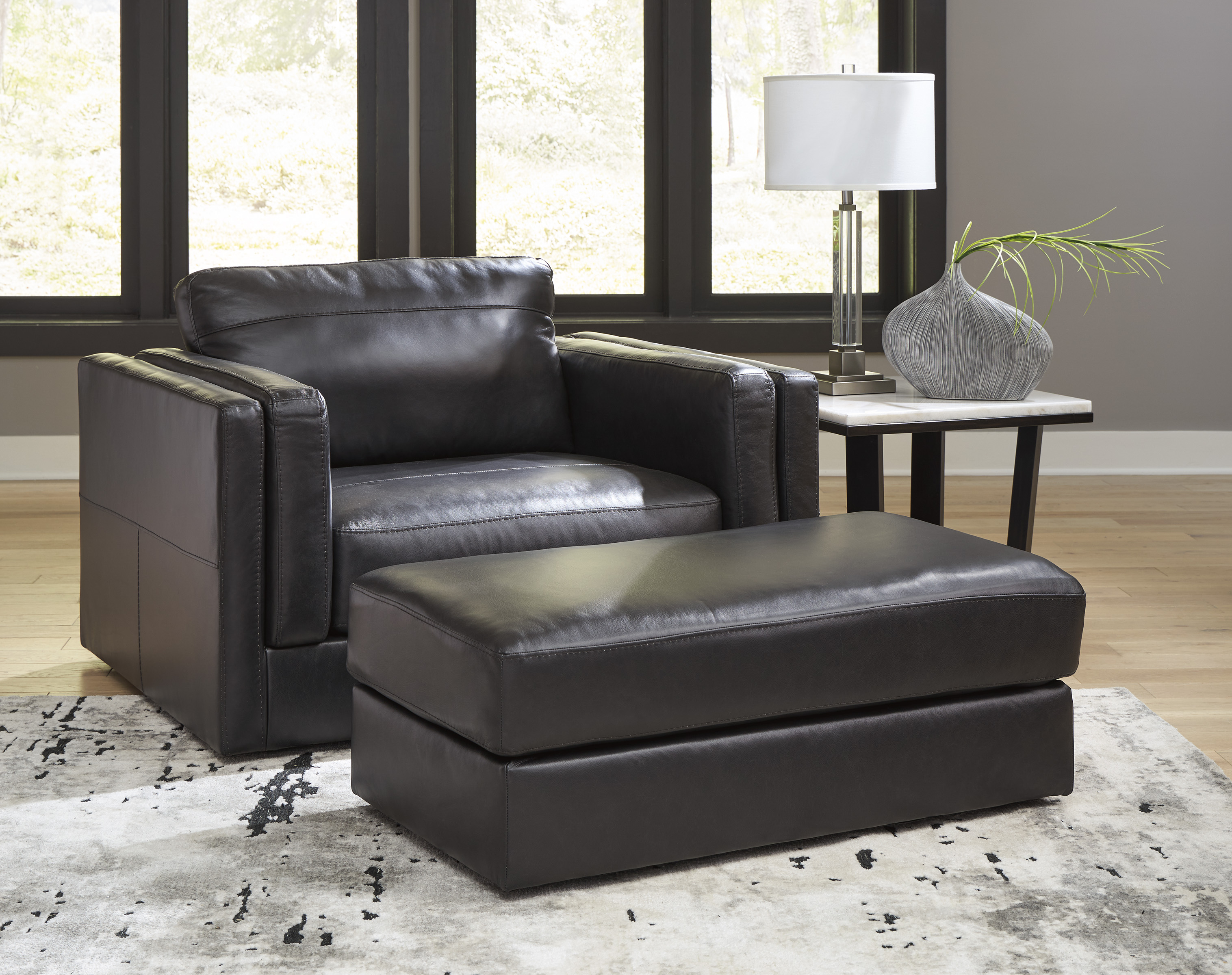 Ashley Furniture Amiata Onyx Chair And Ottoman Set