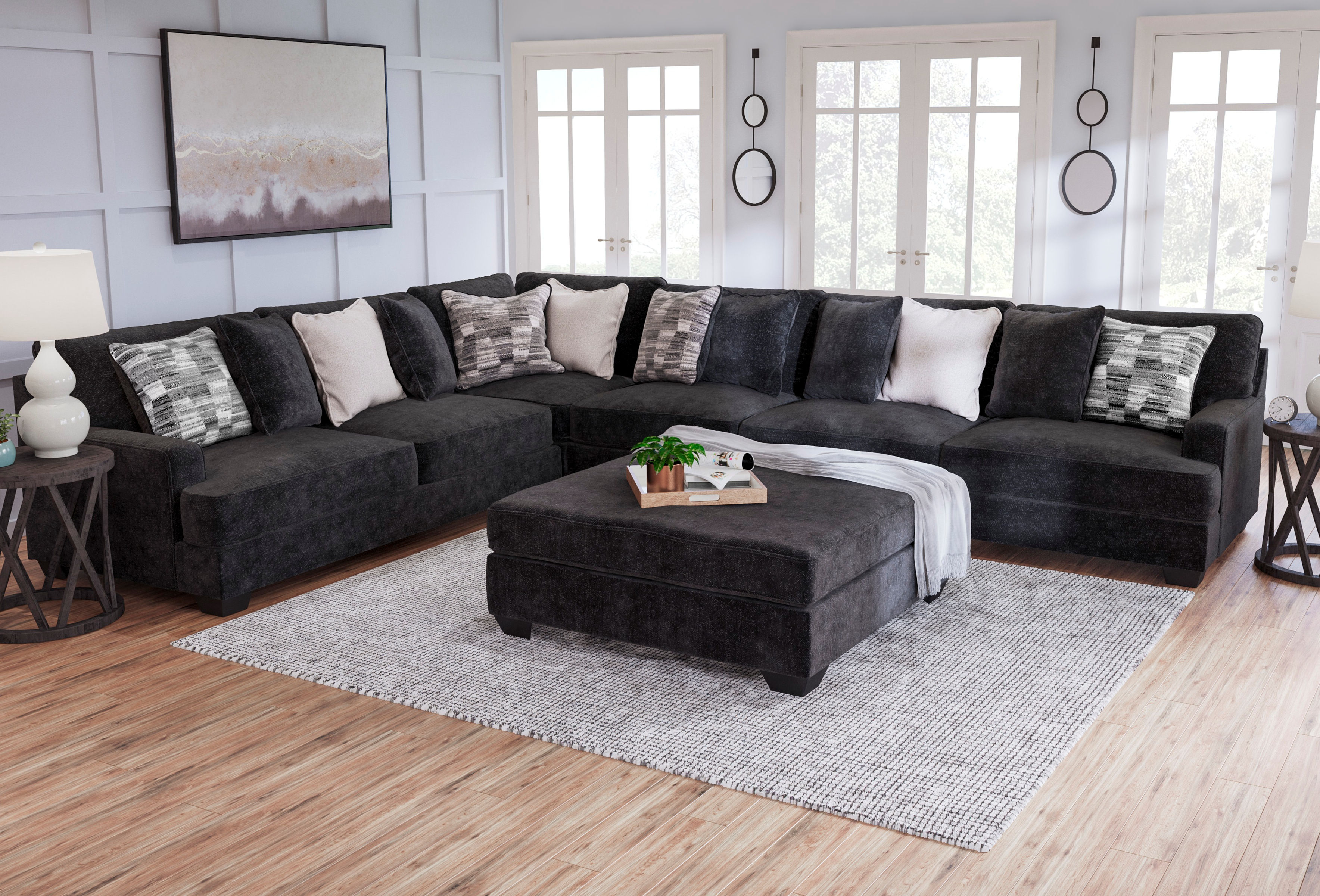 Ashley Furniture Lavernett Charcoal 5pc Sectional With Ottoman