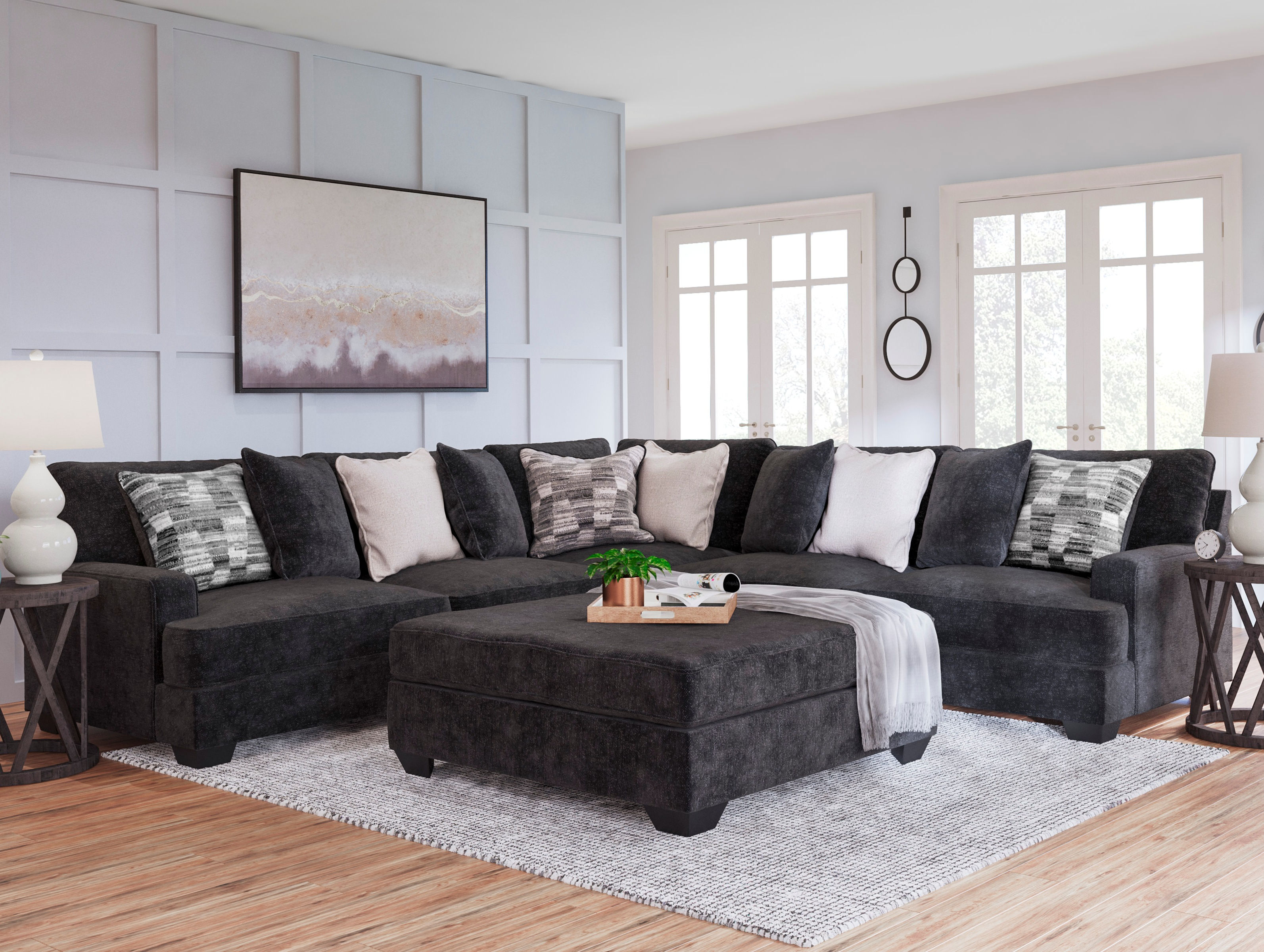 Ashley Furniture Lavernett Charcoal 4pc Sectional With Ottoman