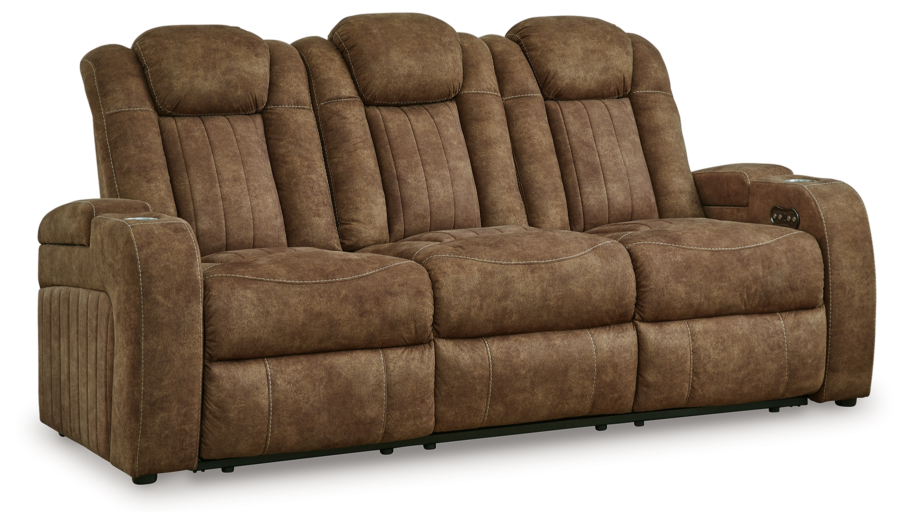 Ashley Furniture Wolfridge Brindle Power Reclining Sofa With Adjustable Hea...