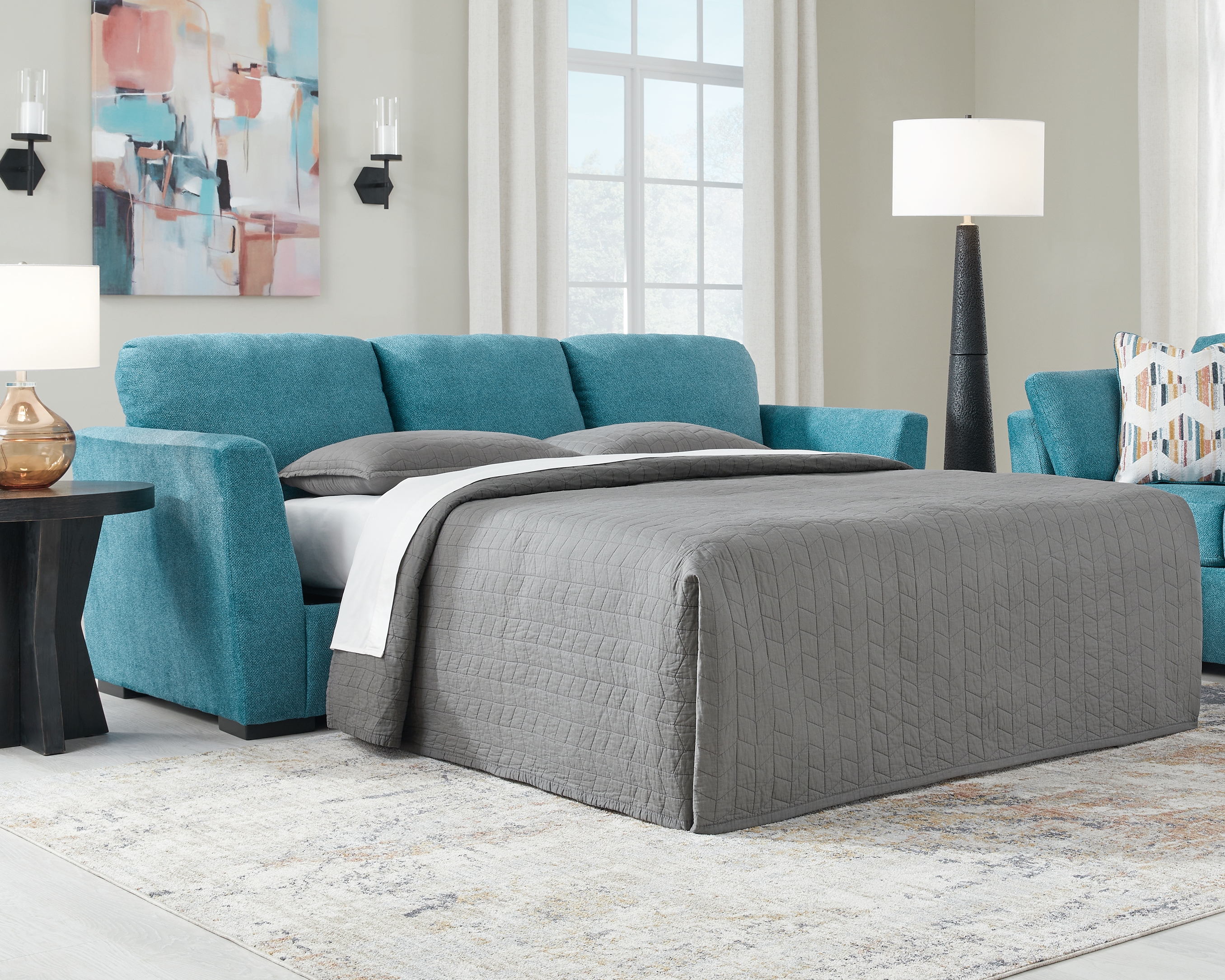 Ashley Furniture Keerwick Teal Queen Sofa Sleeper