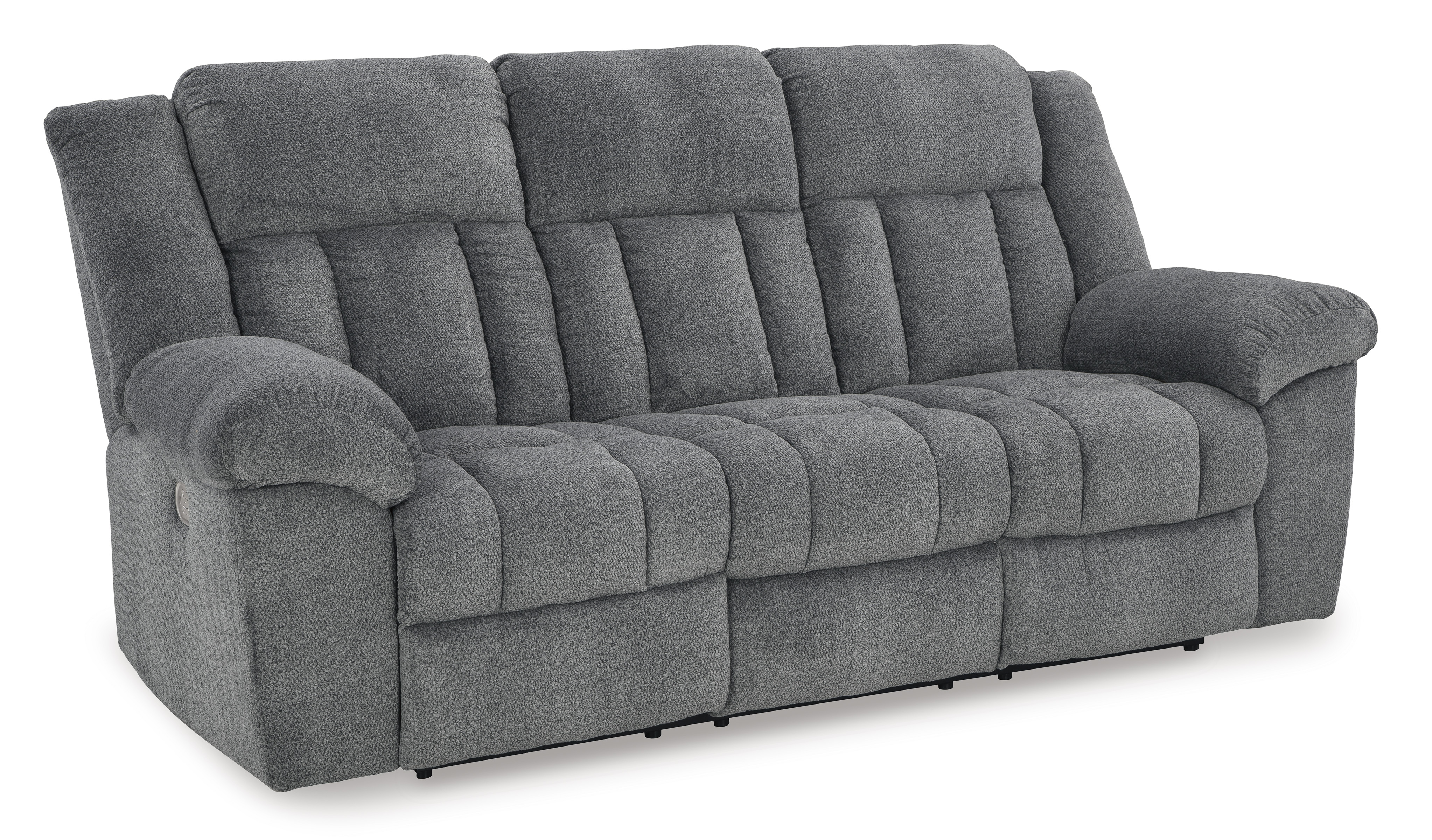Ashley Furniture Tip Off Slate Power Reclining Sofa With Adjustable Headres...
