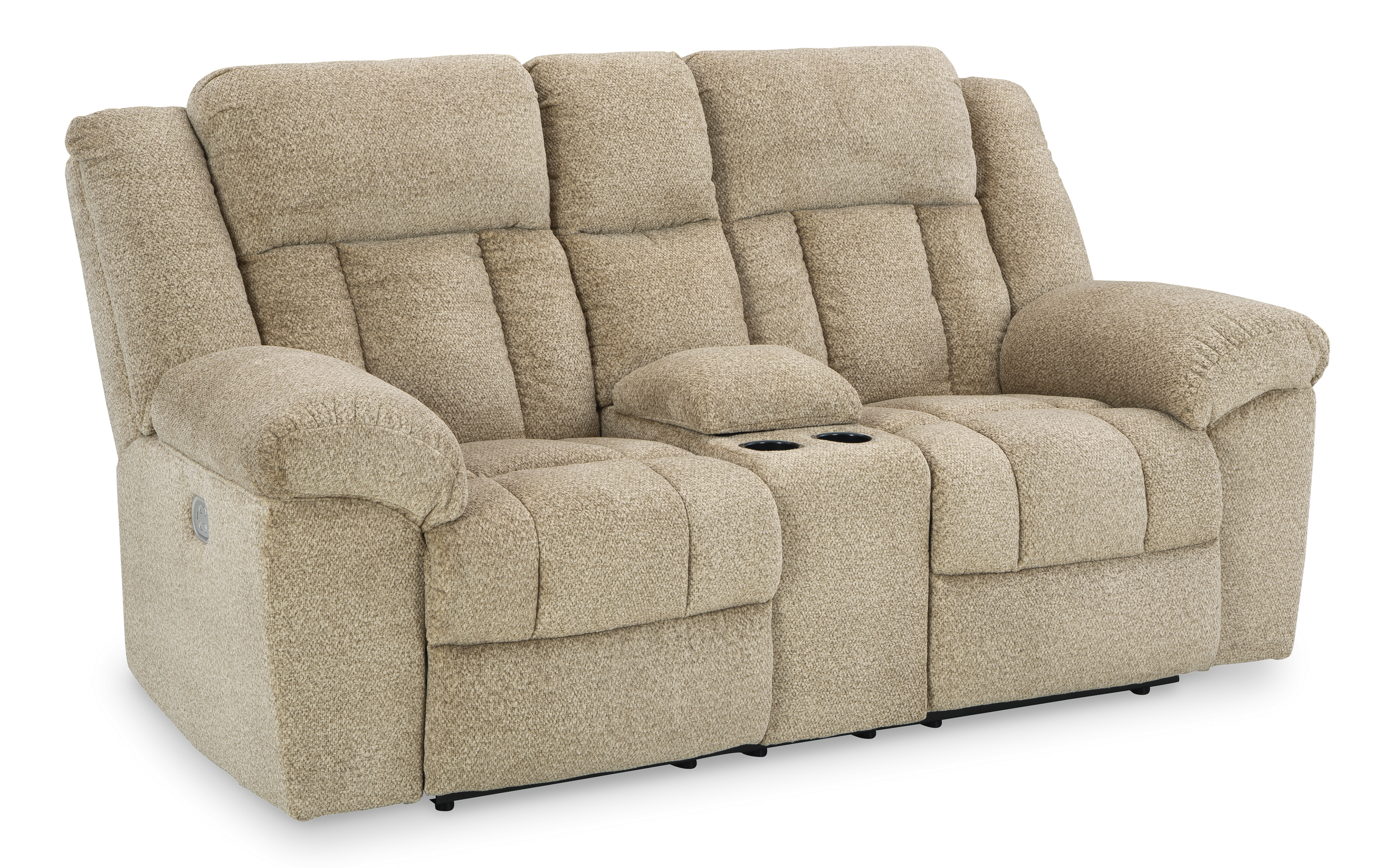 Ashley Furniture Tip Off Wheat Power Reclining Console Loveseat With Adjust...