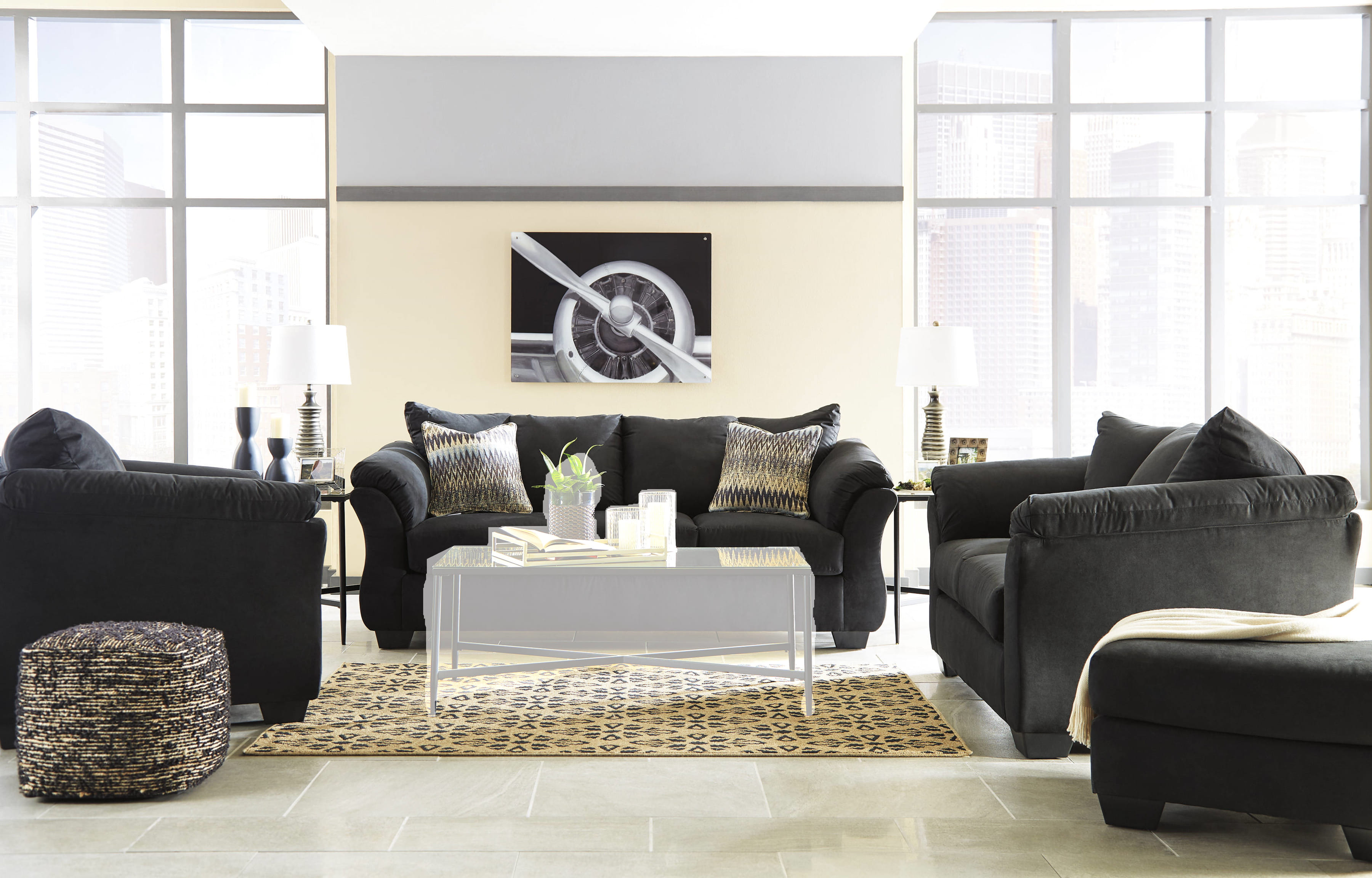 Ashley Furniture Darcy Black 3pc Living Room Set