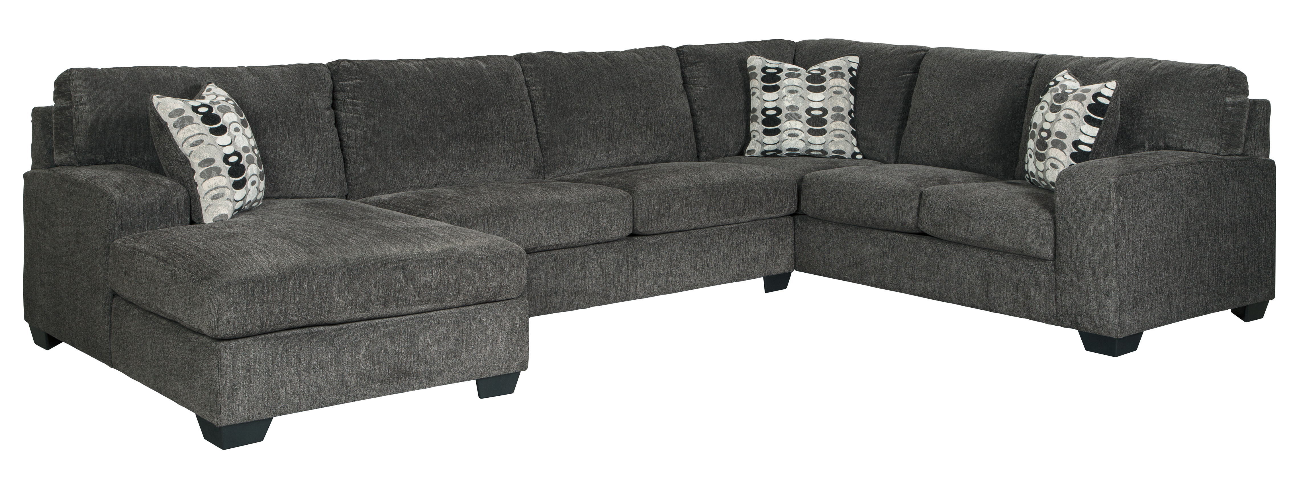 Ashley Furniture Ballinasloe Smoke 3pc Sectional With LAF Corner Chaise