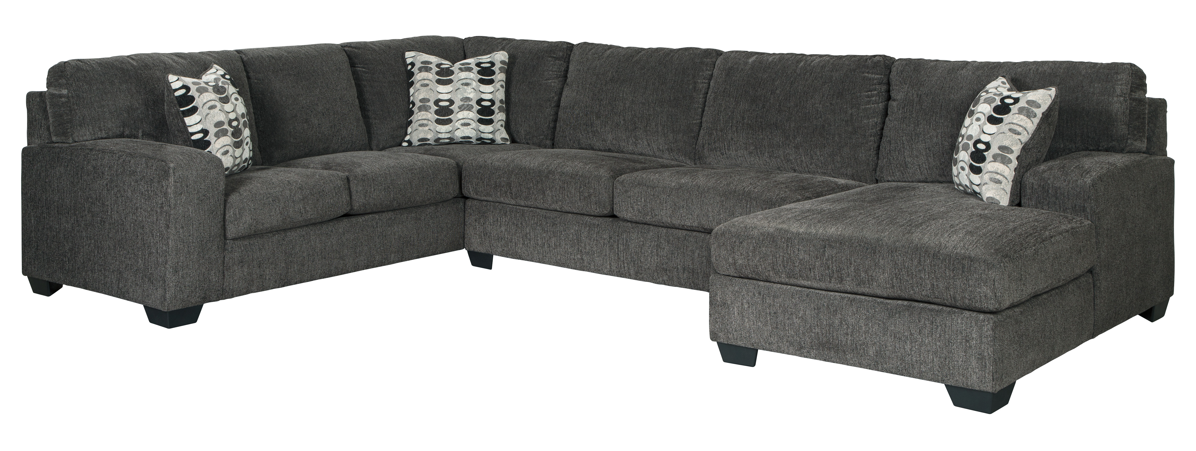 Ashley Furniture Ballinasloe Smoke 3pc Sectional With RAF Corner Chaise