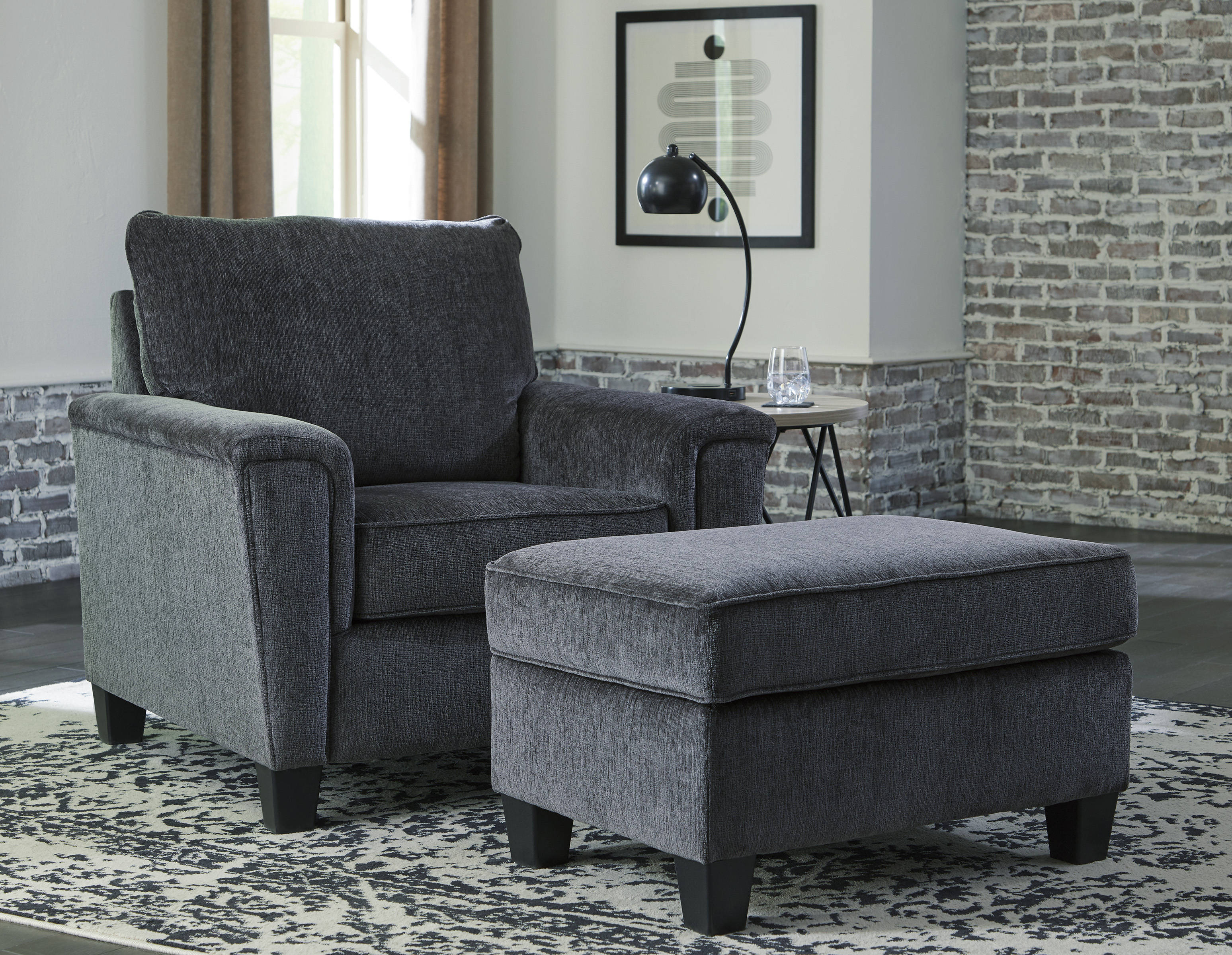 Ashley Furniture Abinger Smoke Chair And Ottoman Set