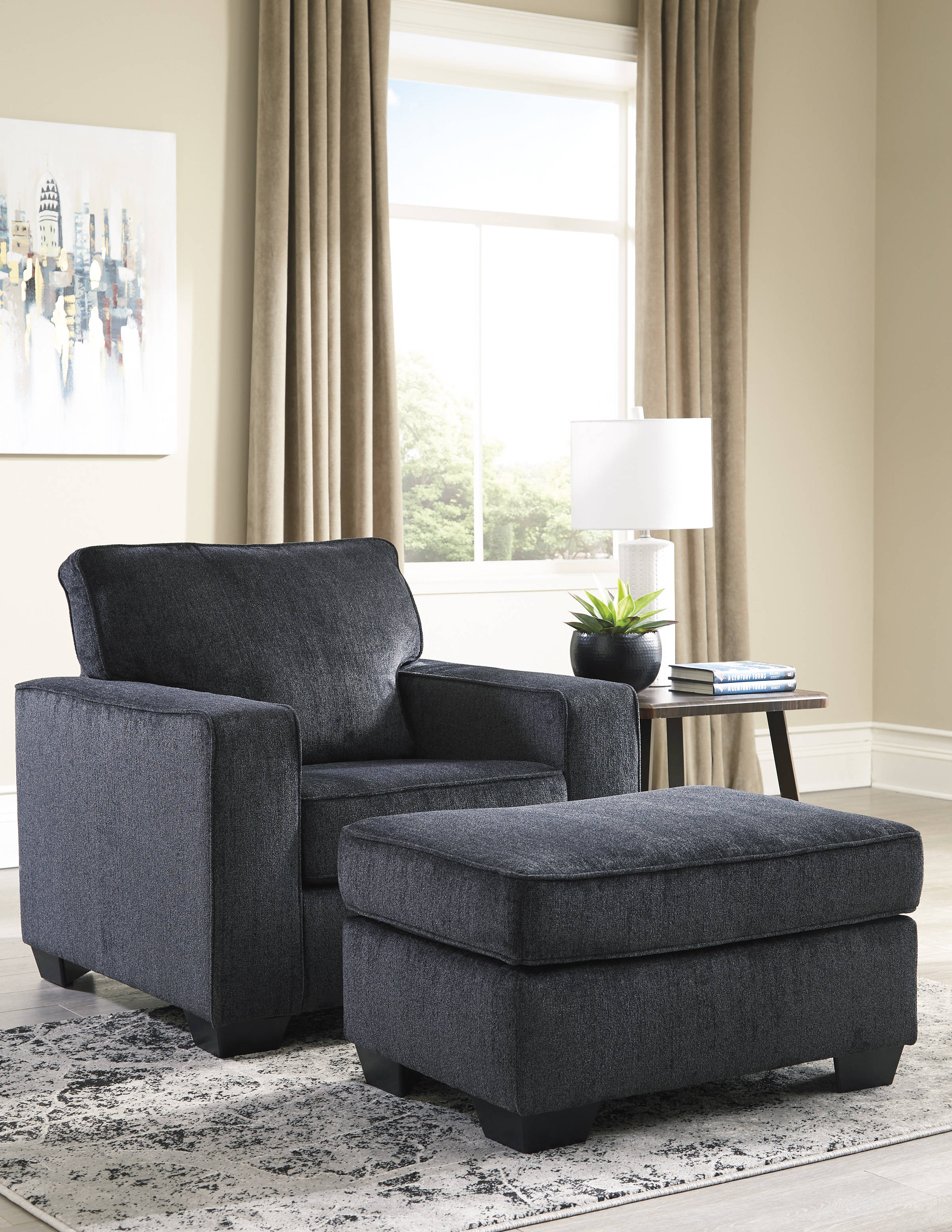 Ashley Furniture Altari Slate Chair And Ottomans Set