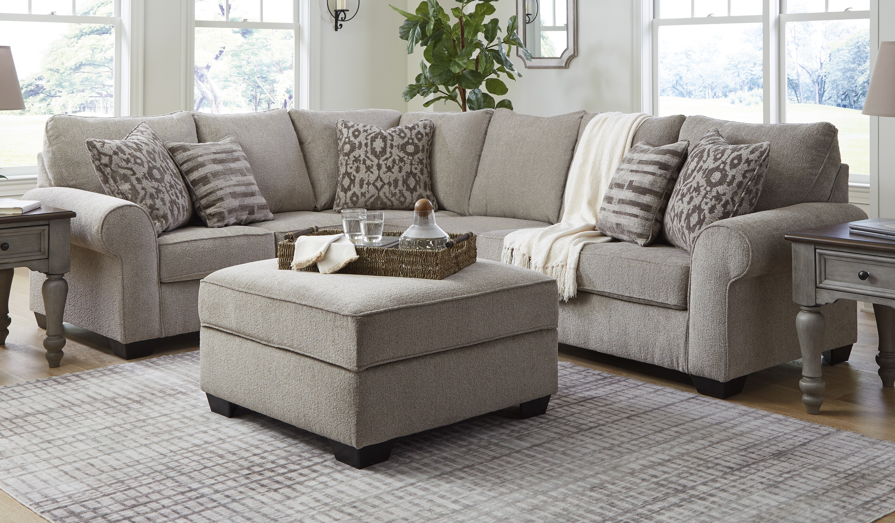 Ashley Furniture Claireah Umber 3pc Sectional With Ottoman
