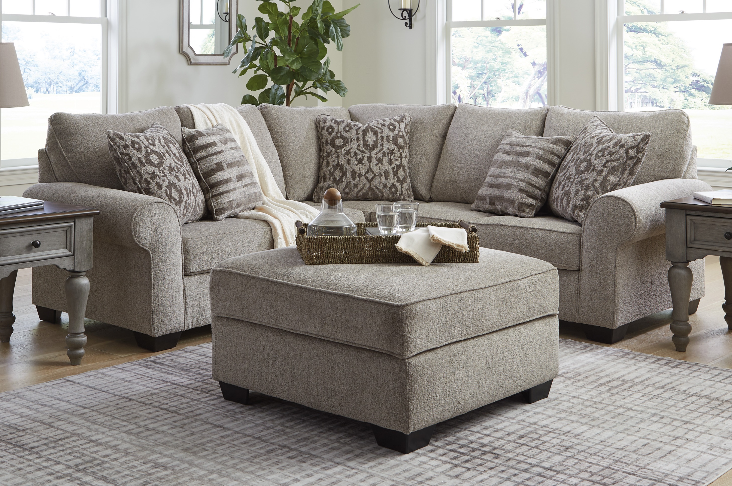 Ashley Furniture Claireah Umber Fabric 2pc Sectional With Ottoman