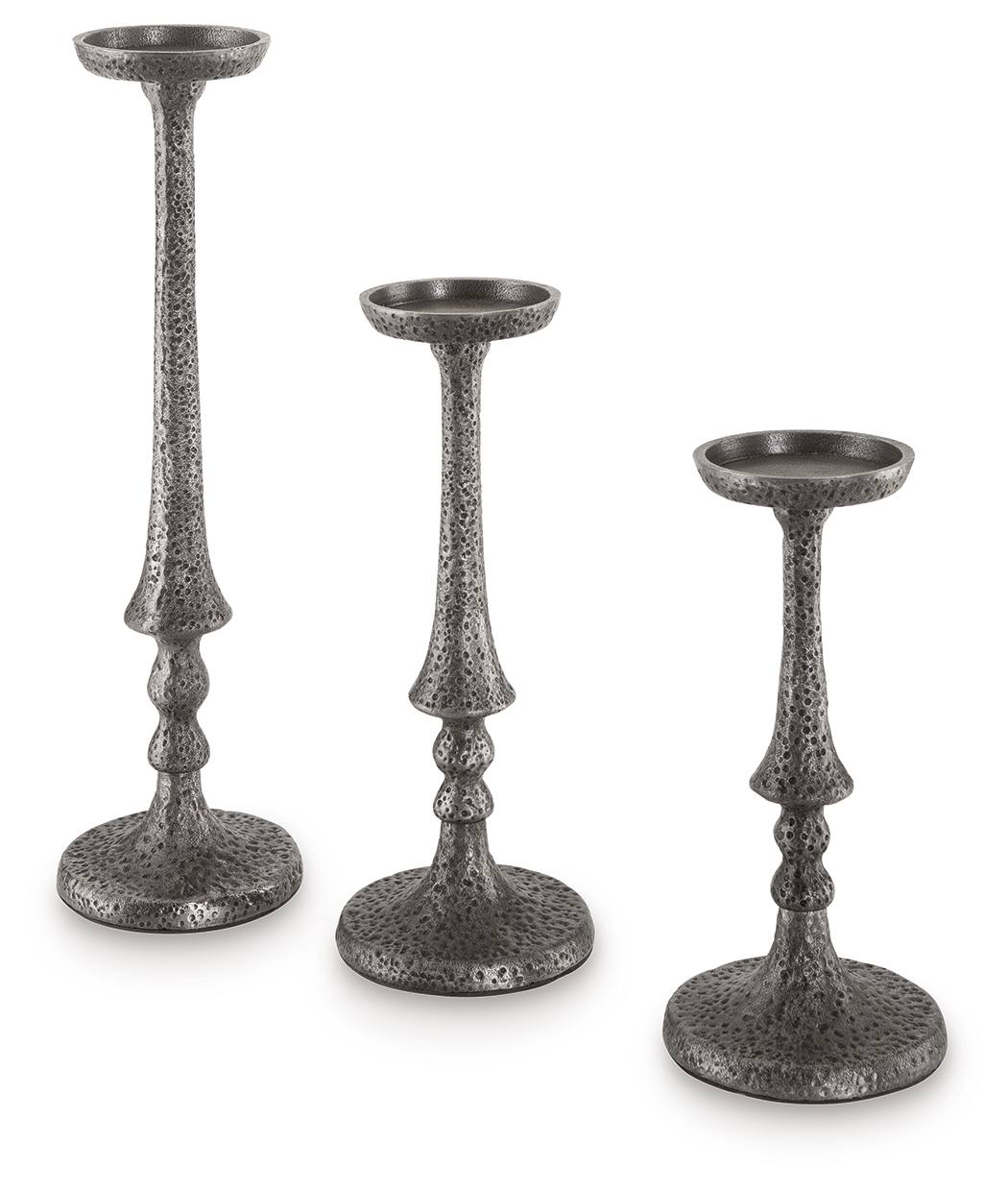 Ashley Furniture Eravell Pewter 3pc Candle Holder Set