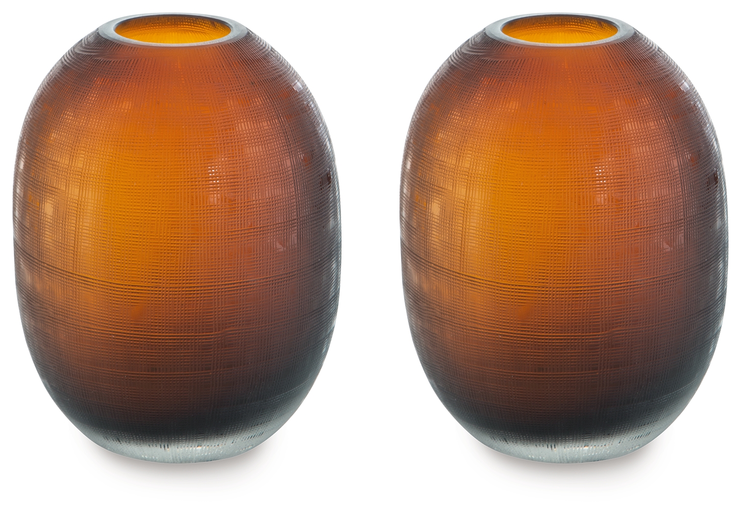 2 Ashley Furniture Embersen Amber Glass Vases