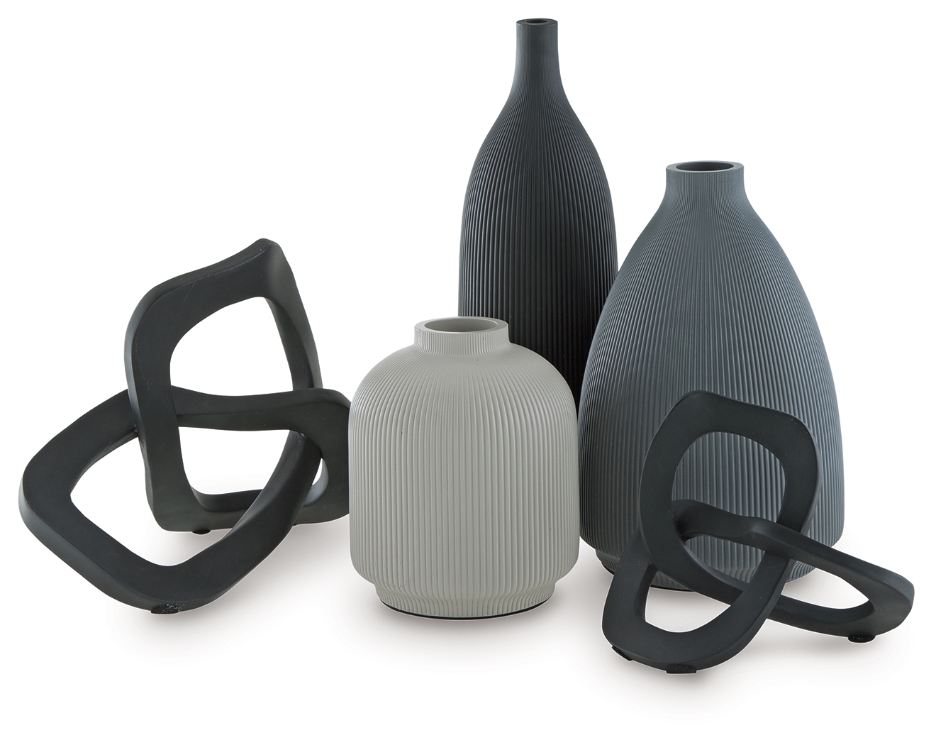 Ashley Furniture Leithick Black Tan Gray 5pc Accessory Set