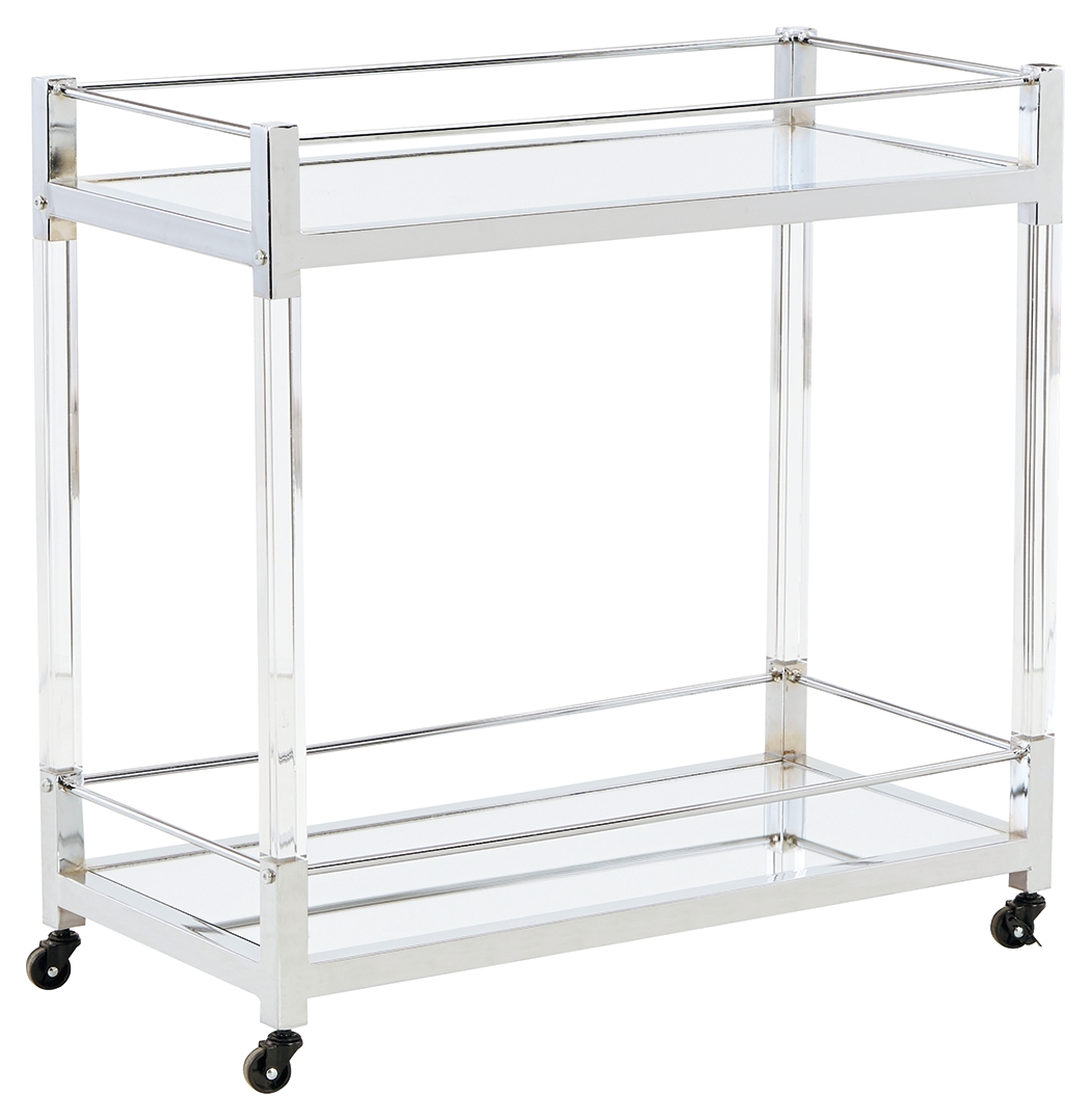 Ashley Furniture Chaseton Clear Silver Bar Cart