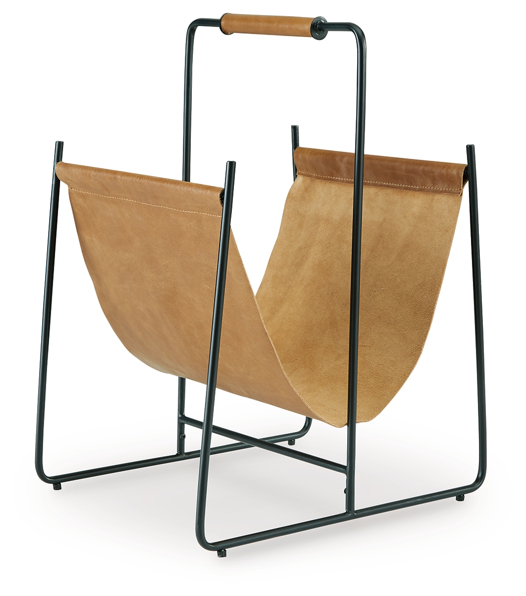 Ashley Furniture Faronworth Brown Black Magazine Rack