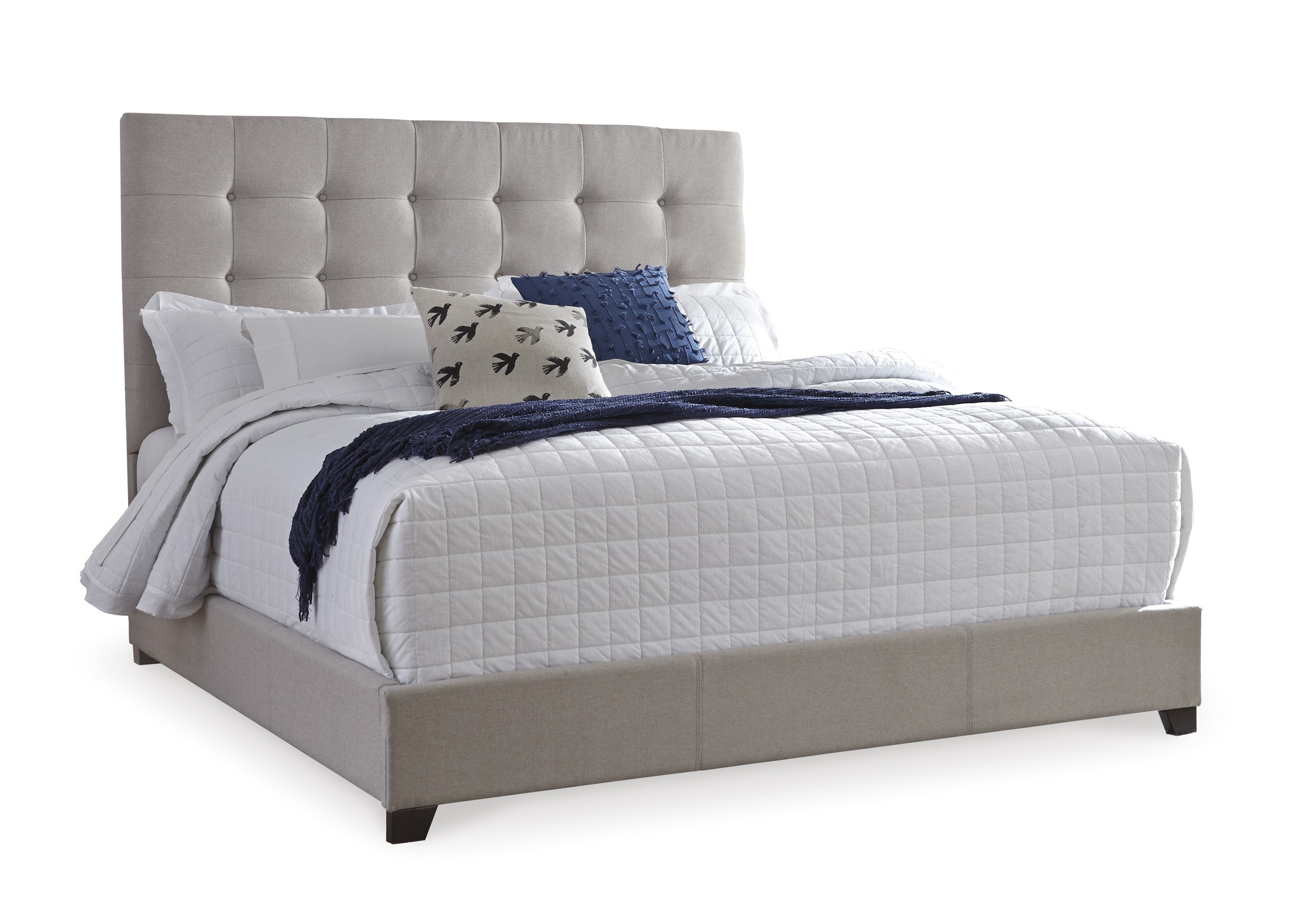 Ashley Furniture Dolante Beige Upholstered Tufted Queen Bed