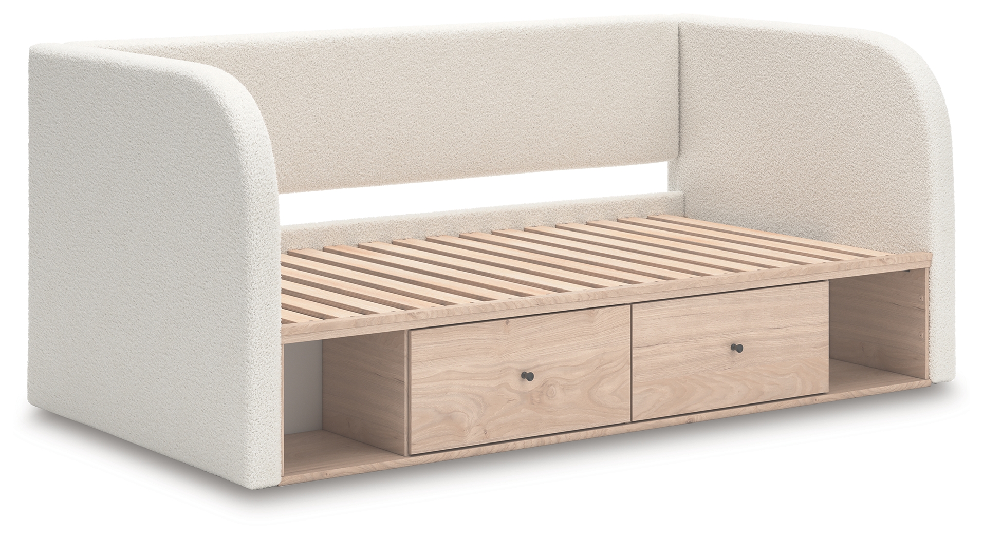 Ashley Furniture Birkmore Tan White Twin Upholstered Day Bed With Storage