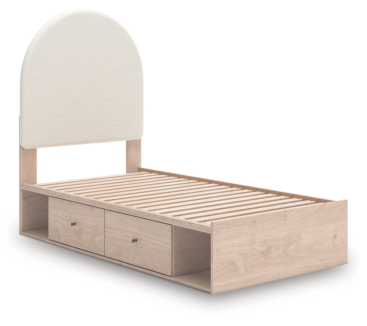 Ashley Furniture Birkmore Tan White Twin Upholstered Panel Bed With Storage