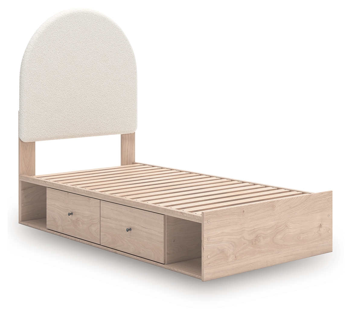 Ashley Furniture Birkmore Tan White Twin Upholstered Panel Bed With 4 Stora...