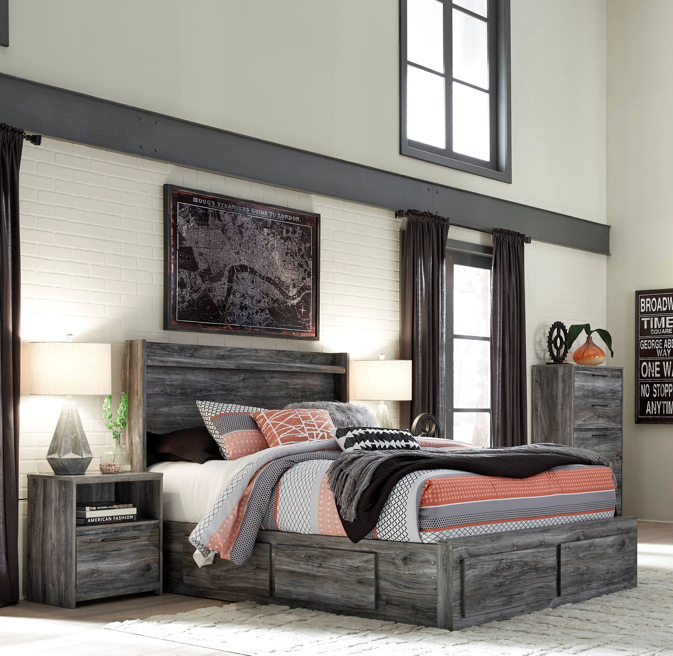 Ashley Furniture Baystorm Gray 2pc Bedroom Set With Full Under Storage Bed