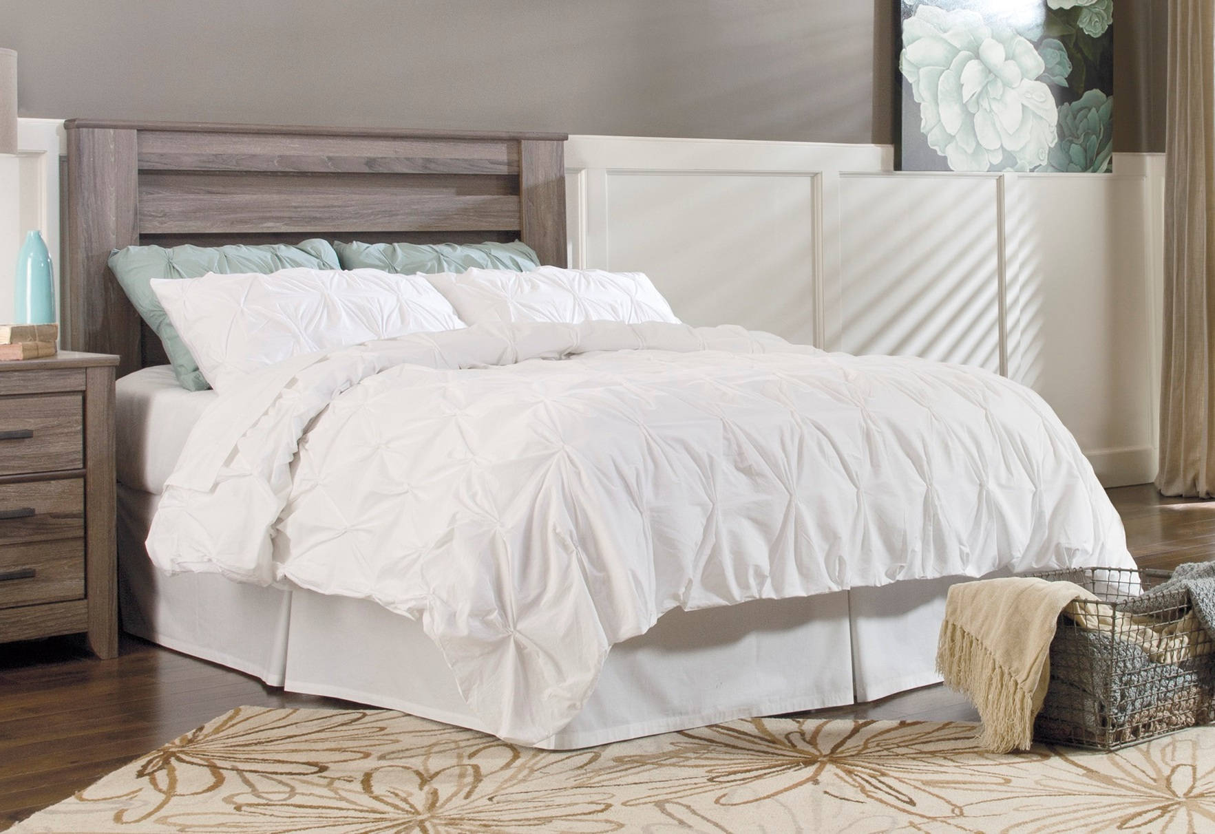 Ashley Furniture Zelen Warm Gray Queen Headboard With Frame