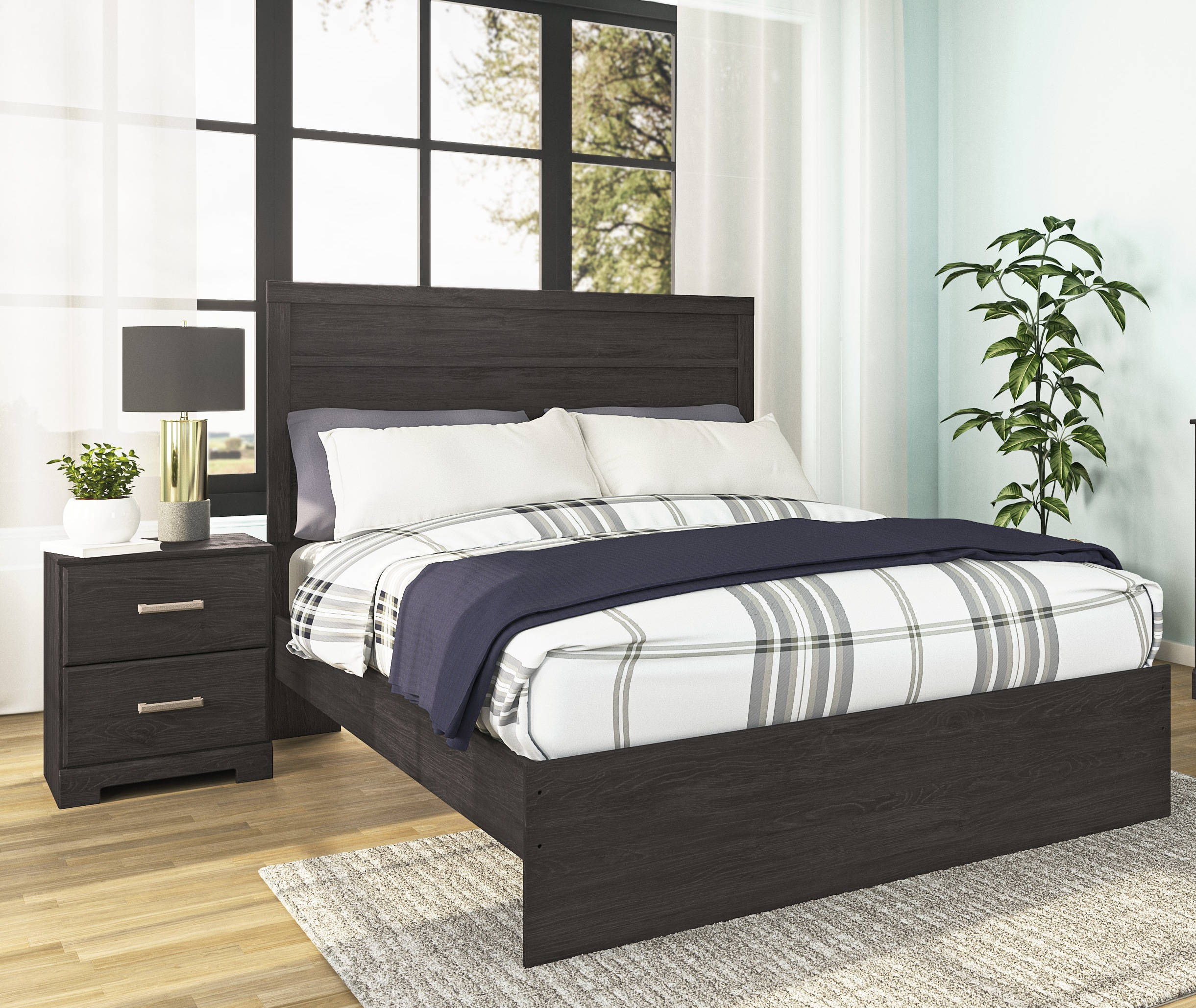 Ashley Furniture Belachime Black 4pc Bedroom Set With Queen Panel Bed