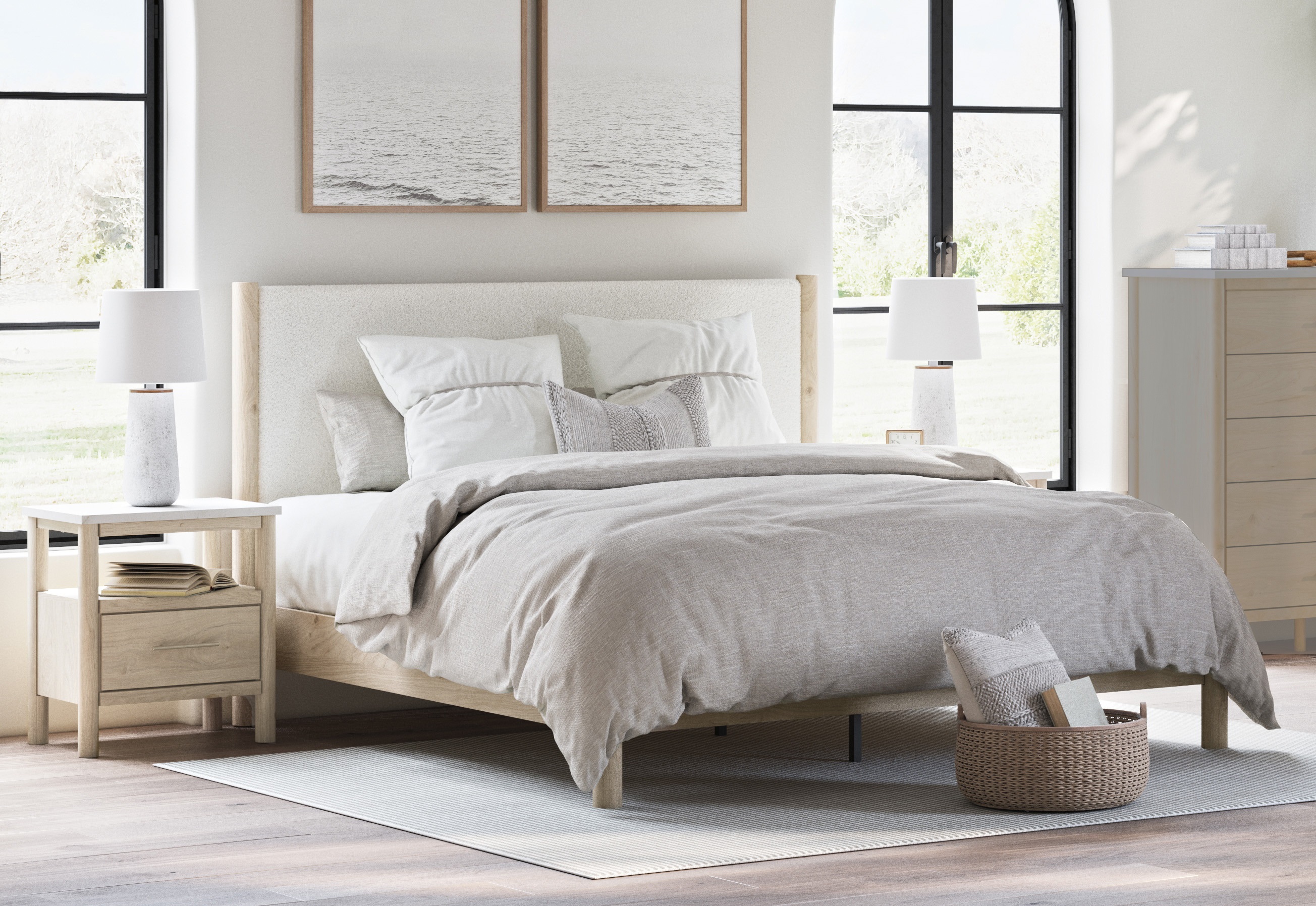 Ashley Furniture Cadmori Brown Beige 2pc Bedroom Set With King Panel Bed