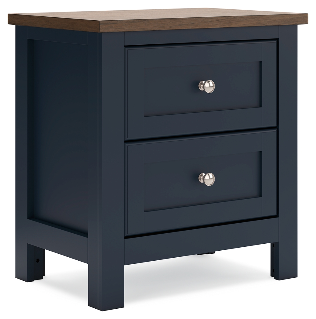 Ashley Furniture Landocken Brown Blue Two Drawer Night Stand