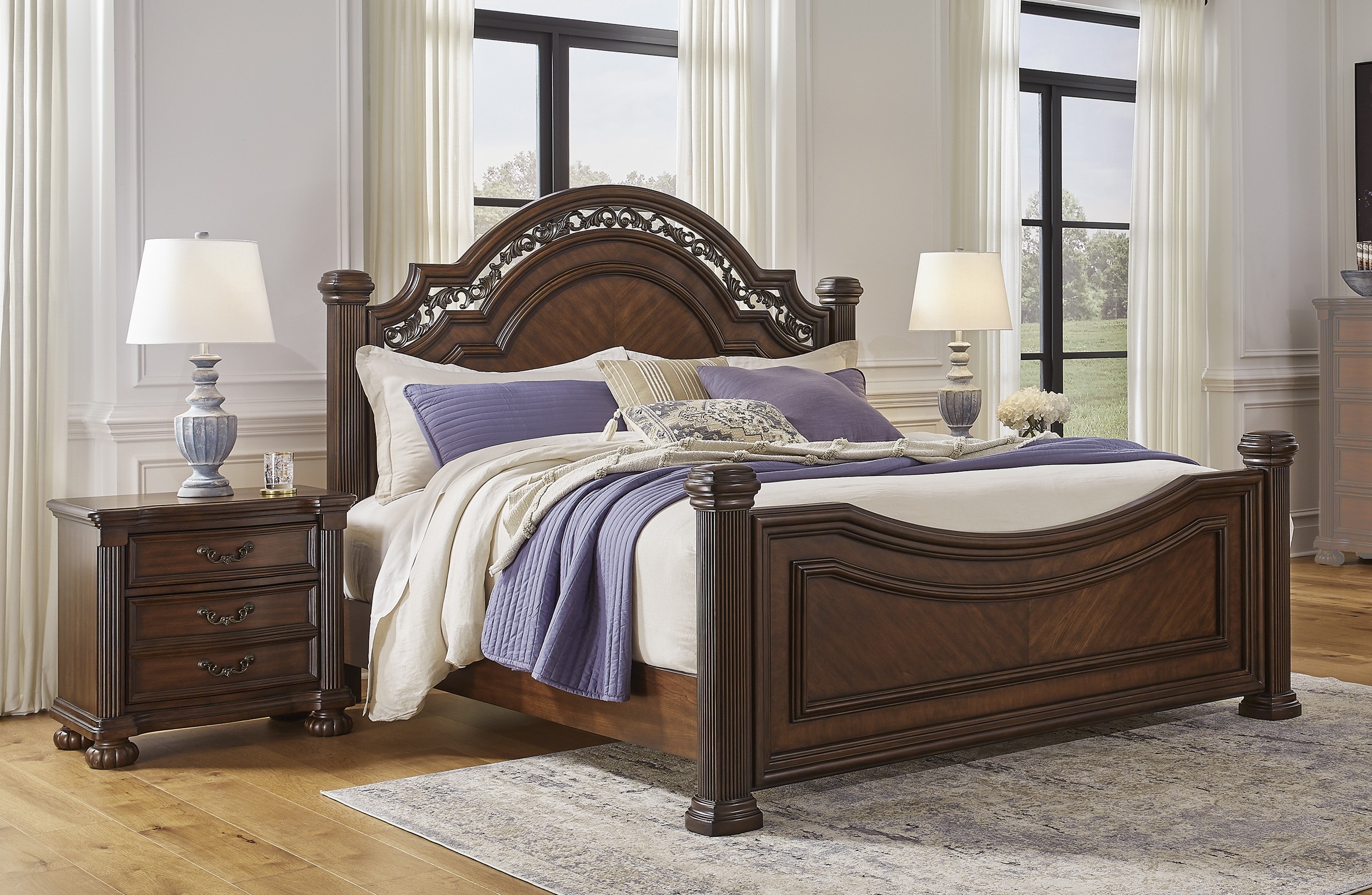 Ashley Furniture Lavinton Brown 2pc Bedroom Set With King Poster Bed