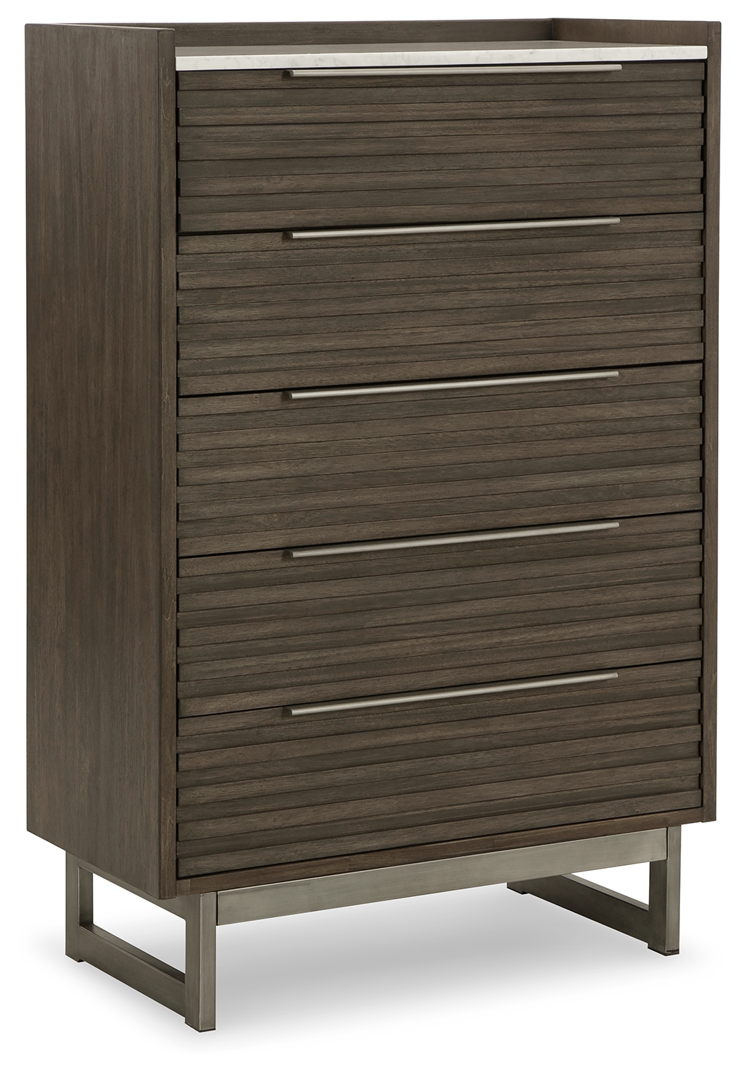 Ashley Furniture Arkenton Grayish Brown White Five Drawer Chest