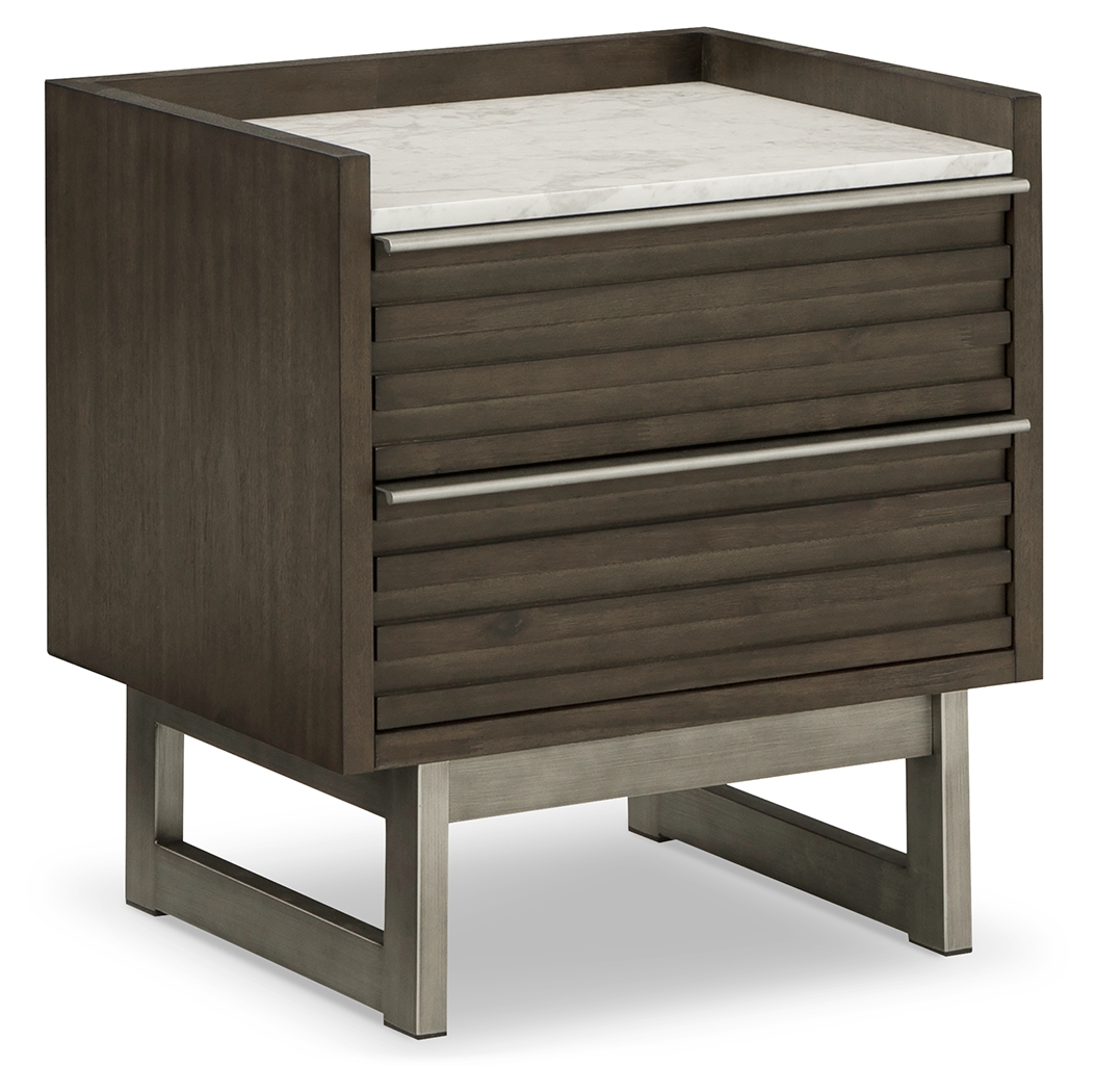 Ashley Furniture Arkenton Grayish Brown White Two Drawer Night Stand