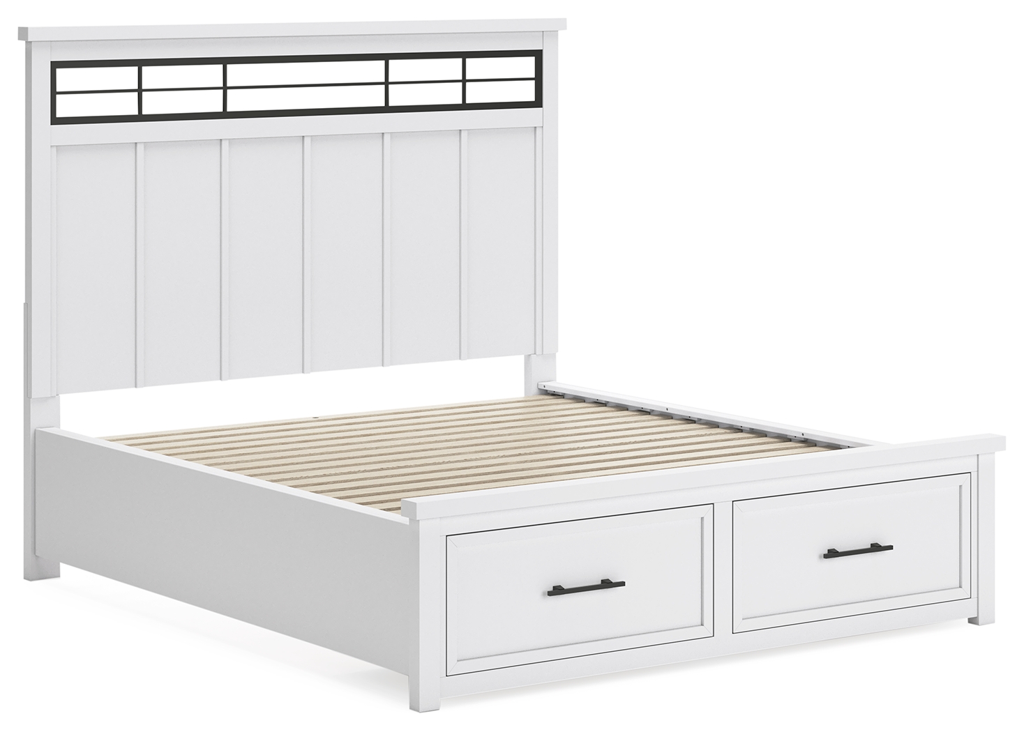 Ashley Furniture Ashbryn White Natural Cal King Panel Storage Bed